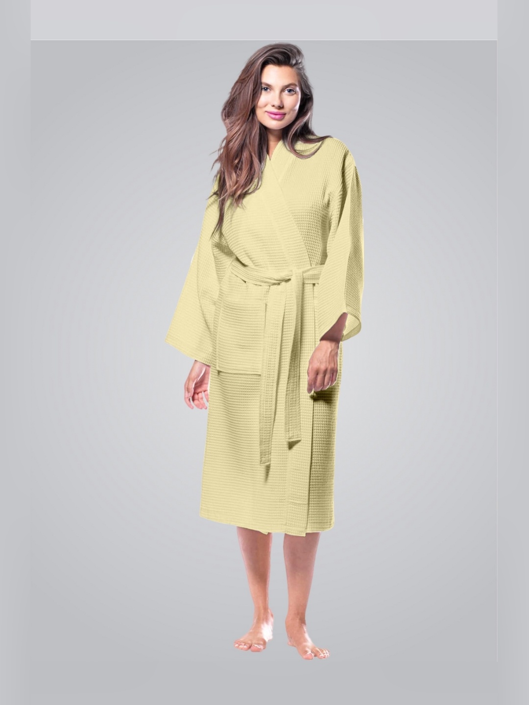 

Enchant Home Yellow Waffled Cotton Bath Robe