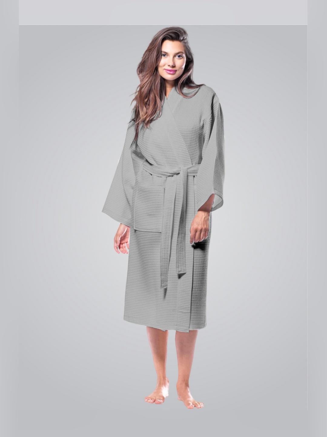 

Enchant Home Grey Waffled Cotton Bath Robe