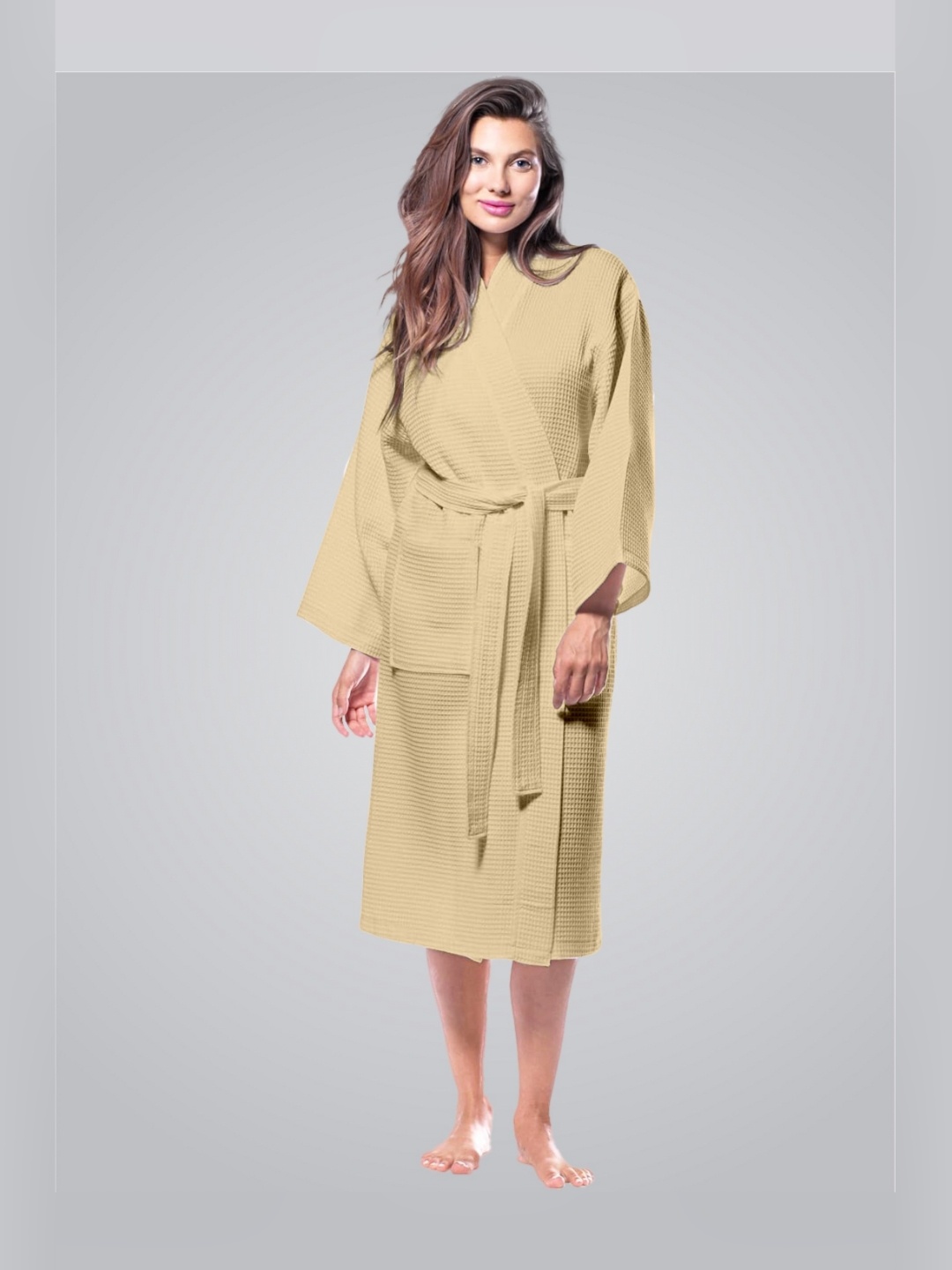 

Enchant Home Beige Waffled Cotton Bath Robe