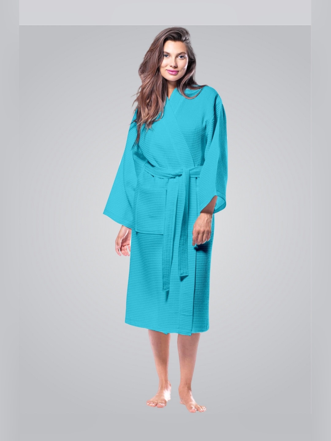 

Enchant Home Turquoise Blue Waffled Cotton Bath Robe