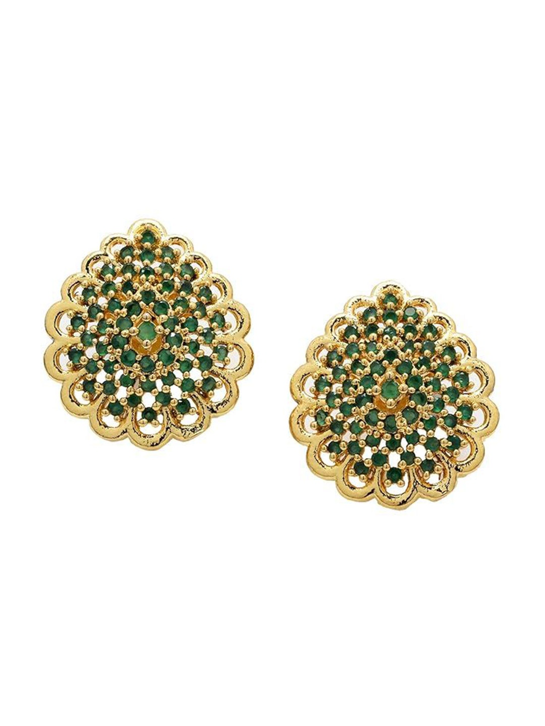 

Kezlin Gold-Plated American Diamond Studded Teardrop Shaped Studs