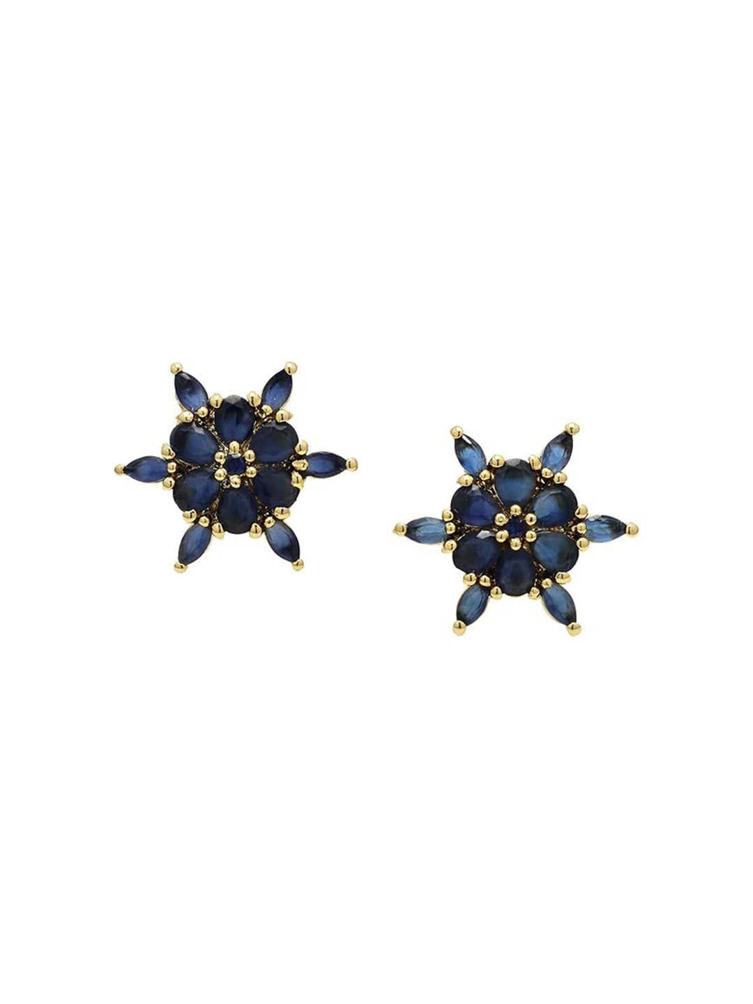 

Kezlin Gold-Plated American Diamond Studded Floral Shaped Studs, Blue