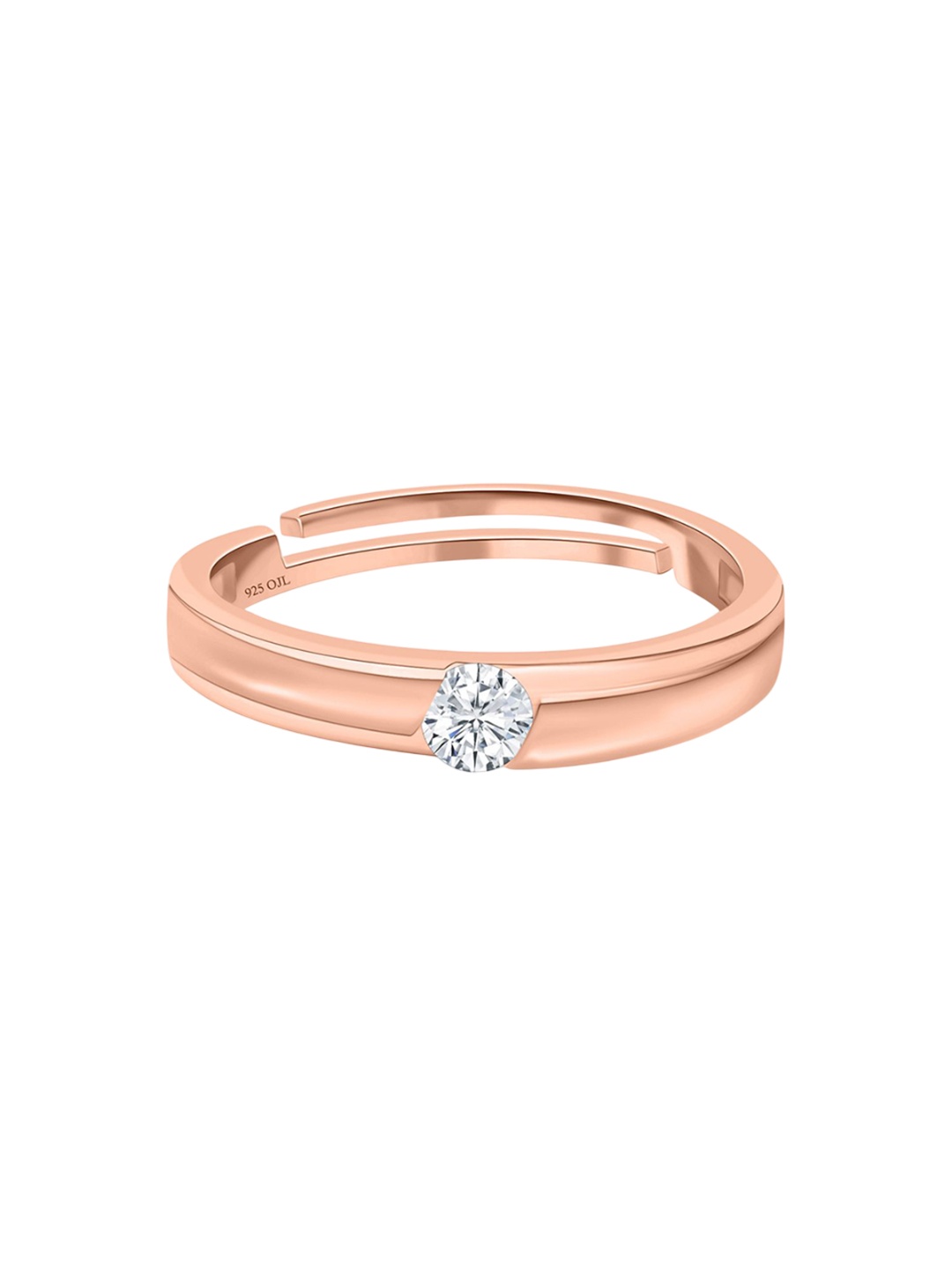 

Ornate Jewels Men 925 Silver Rose Gold Plated AD Studded Adjustable Finger Ring