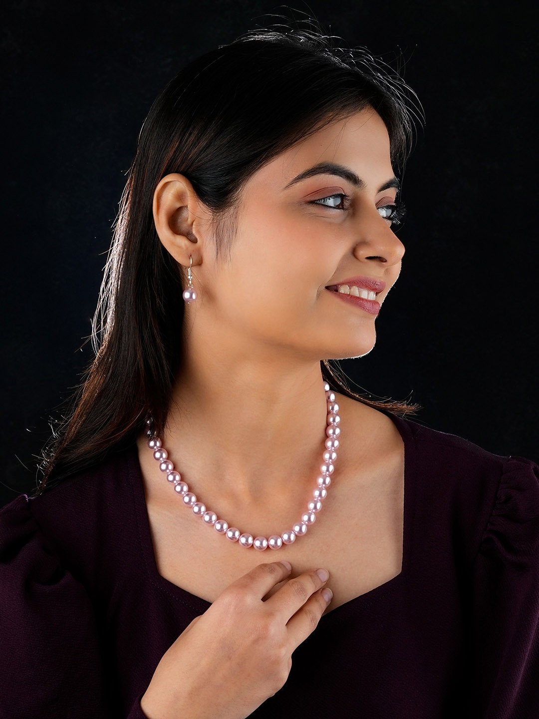 

TOTAPARI Silver-Plated Pearls Beaded Jewellery Set