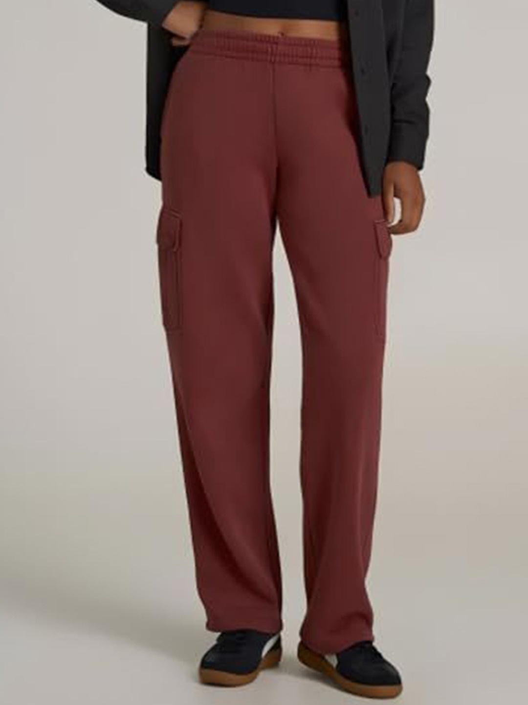 

BENZOS Women Cotton Mid Rise Track Pants, Rust