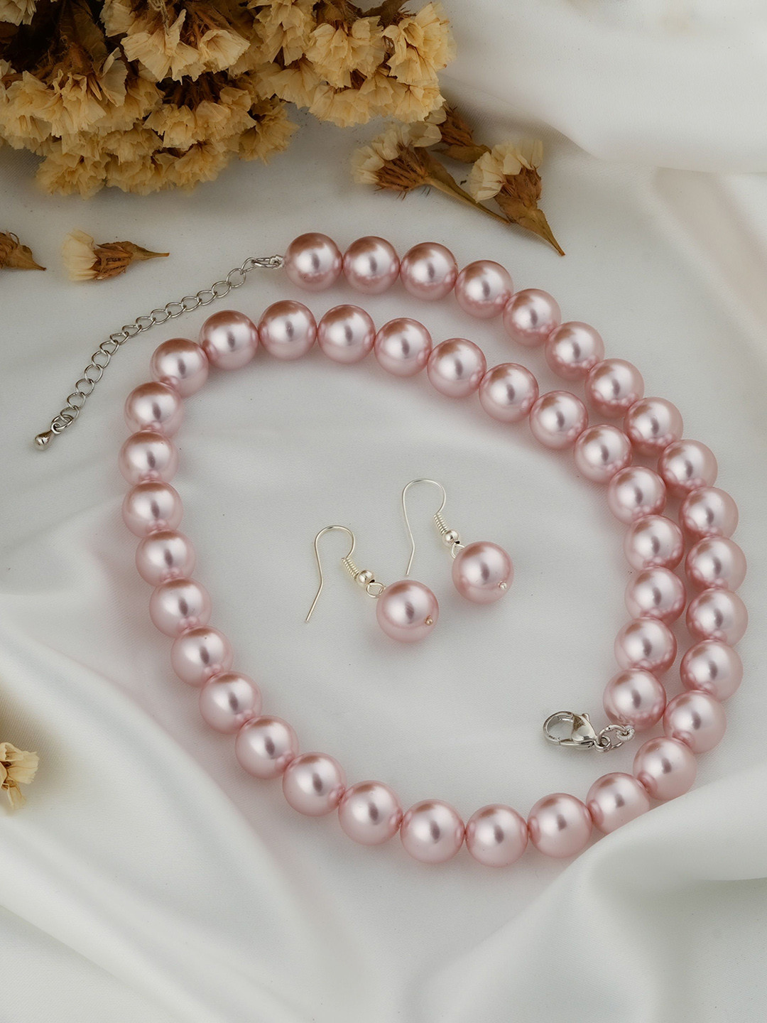 

TOTAPARI Silver-Plated Pearls Beaded Jewellery Set