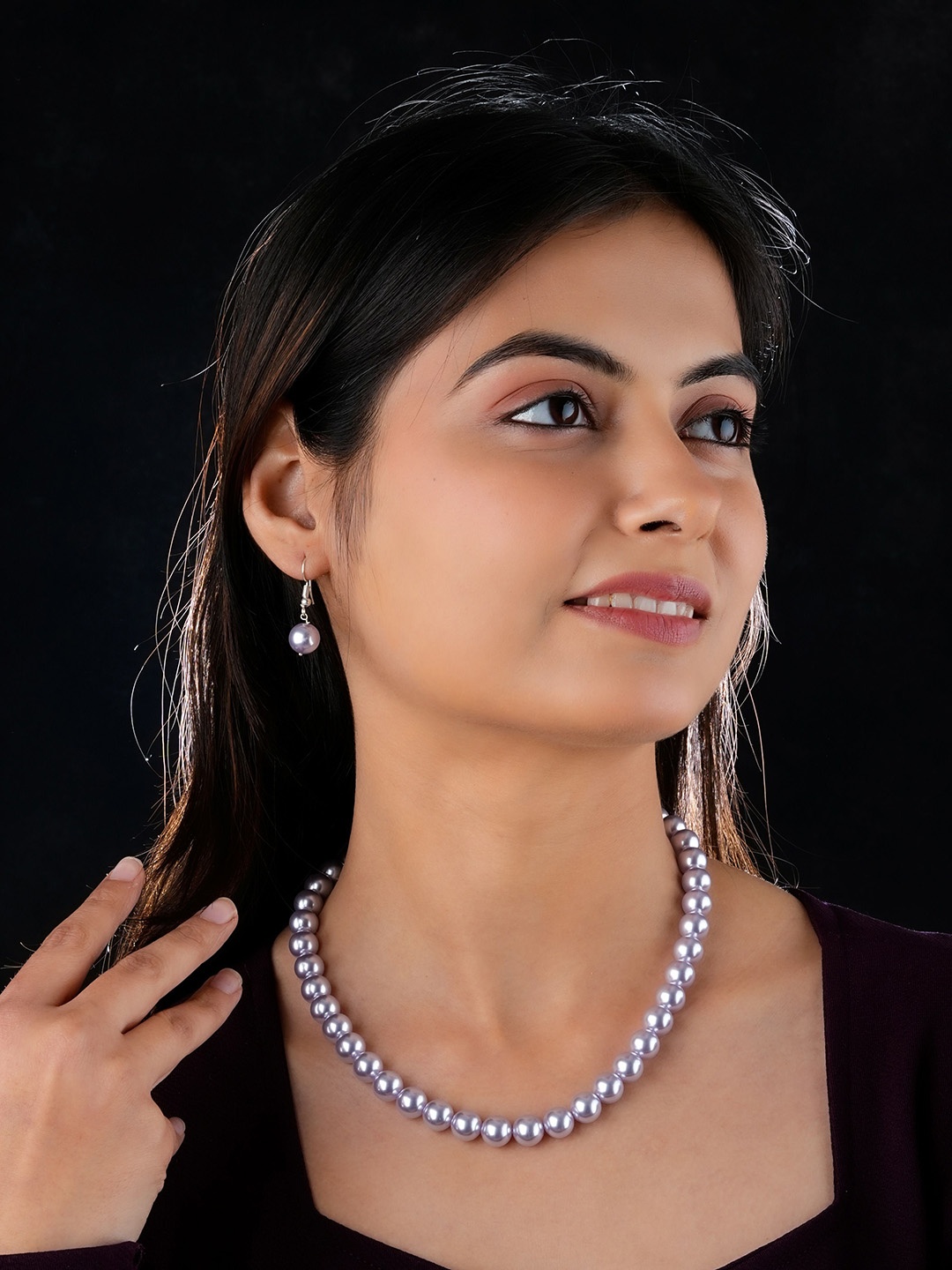 

TOTAPARI Silver-Plated Pearls Beaded Jewellery Set