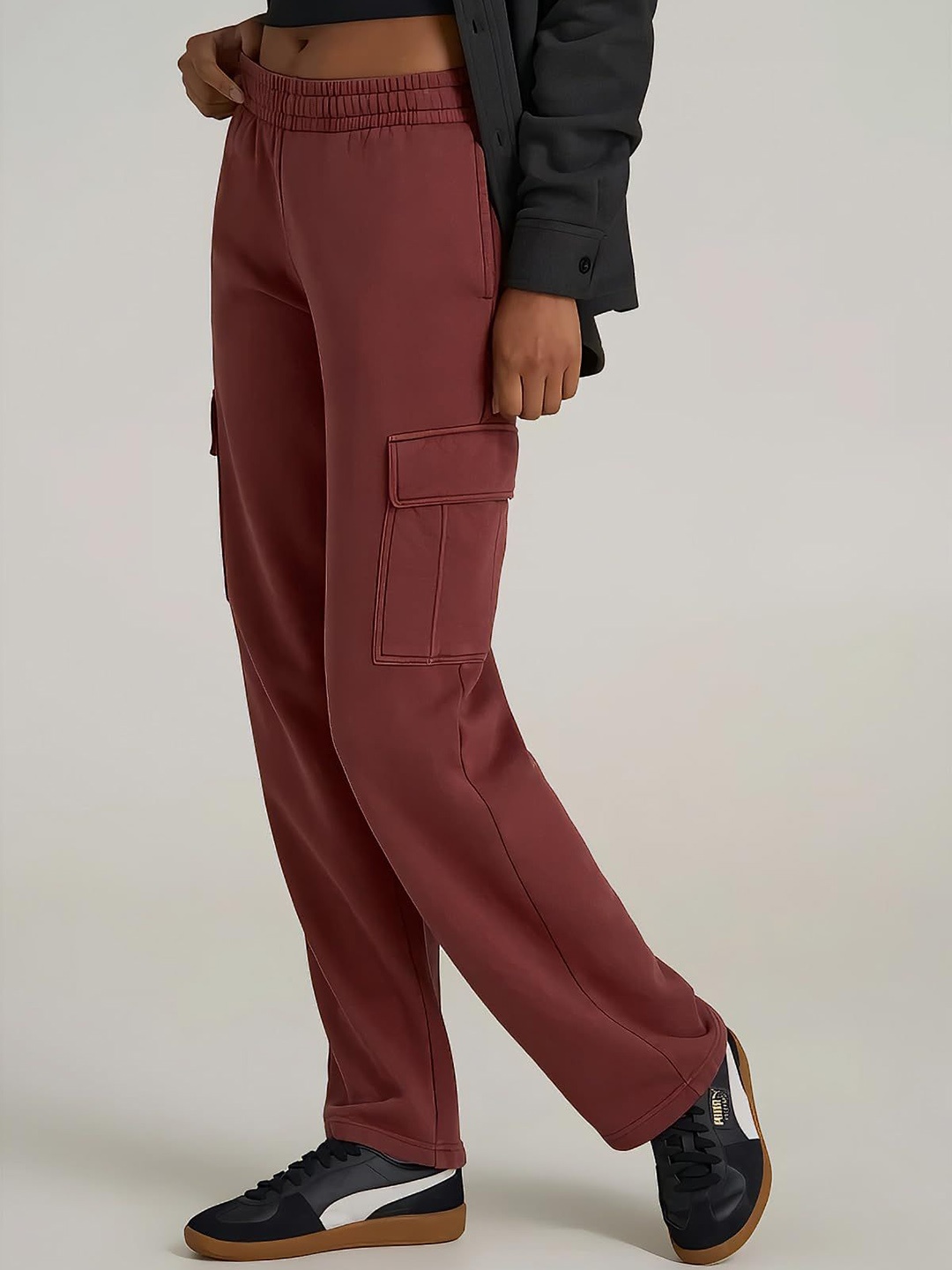 

BENZOS Women Mid Rise Track Pants, Brown