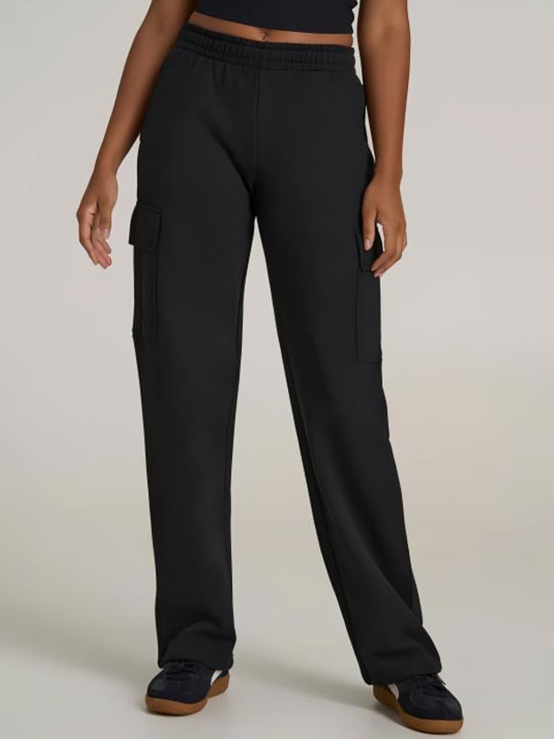 

BENZOS Women Mid Rise Track Pants, Black