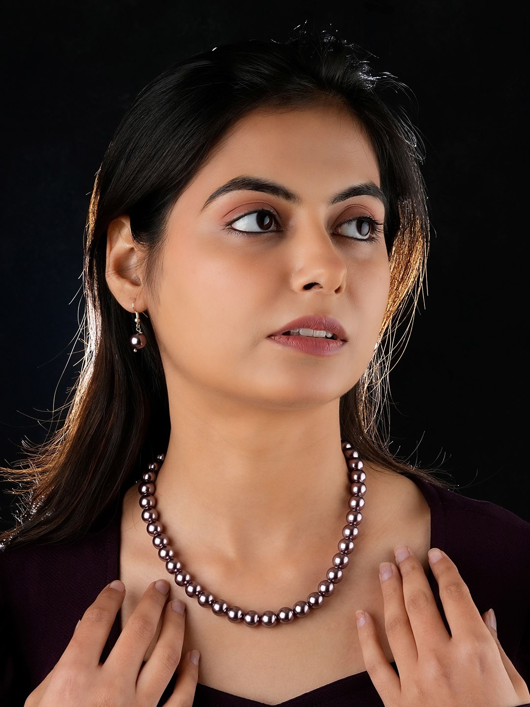 

TOTAPARI Silver-Plated Pearls Beaded Jewellery Set