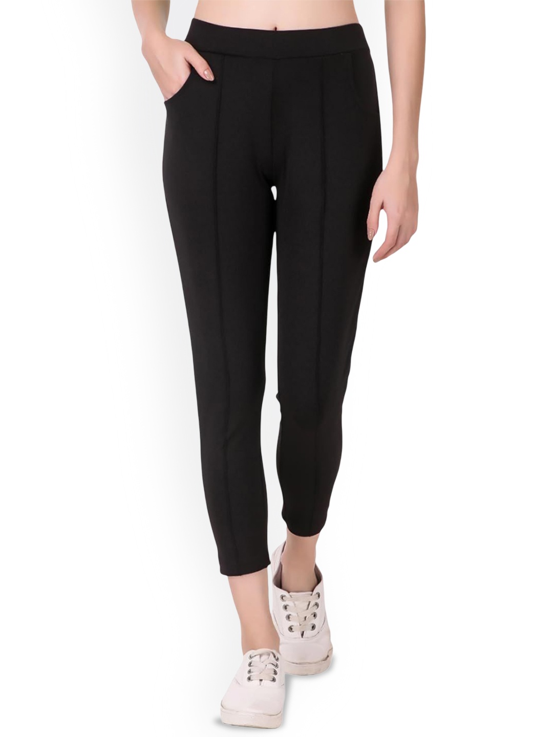 

BENZOS Women Cotton High-Rise Slim Fit Capris, Black