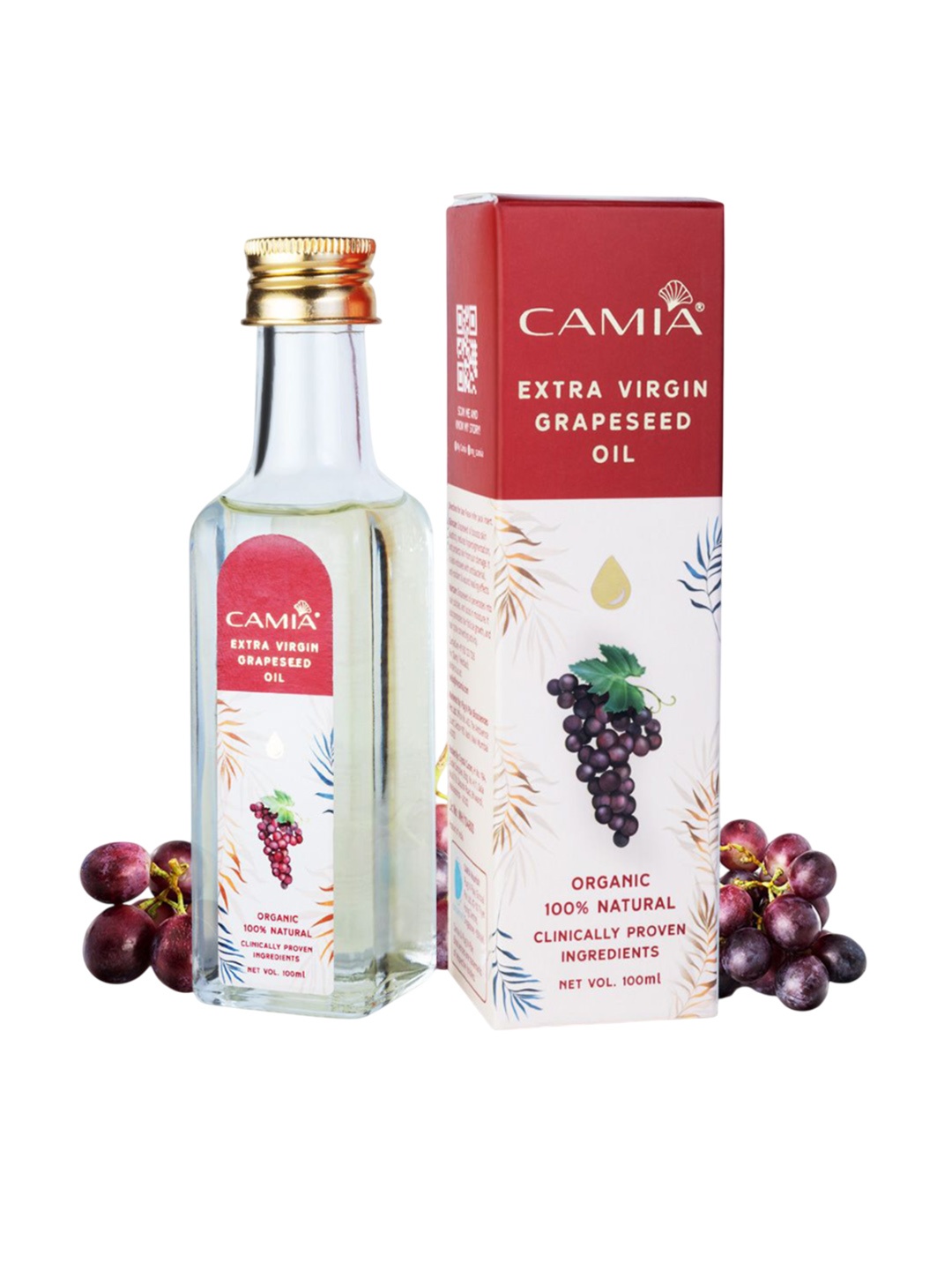 

CAMIA Cold Pressed Grapeseed Extra Virgin Oil - 100 ml, White