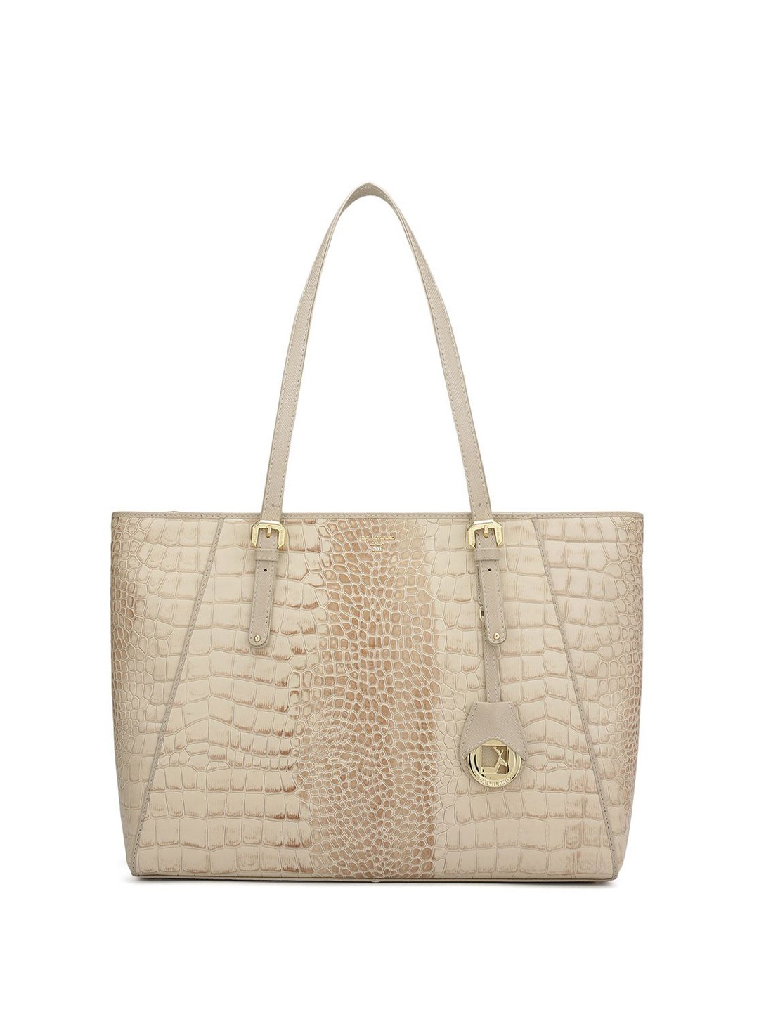 

Da Milano Textured Leather Shopper Tote Bag, White
