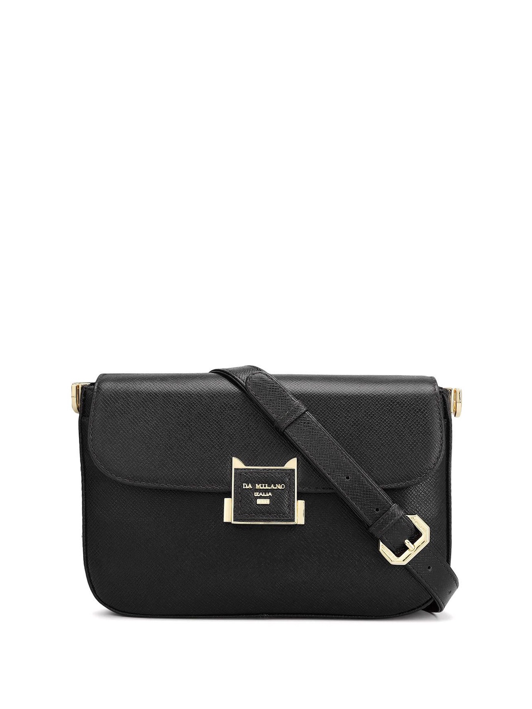 

Da Milano Textured Leather Sling Bag, Black