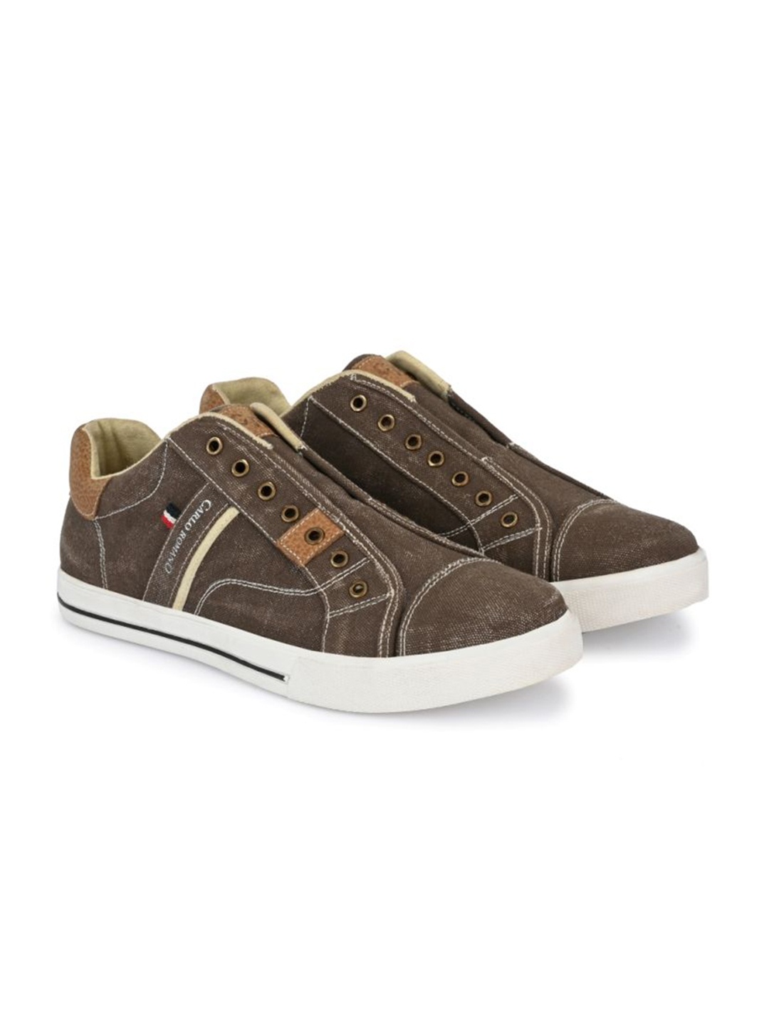 

CARLO ROMANO Men Round Toe Sneakers, Brown