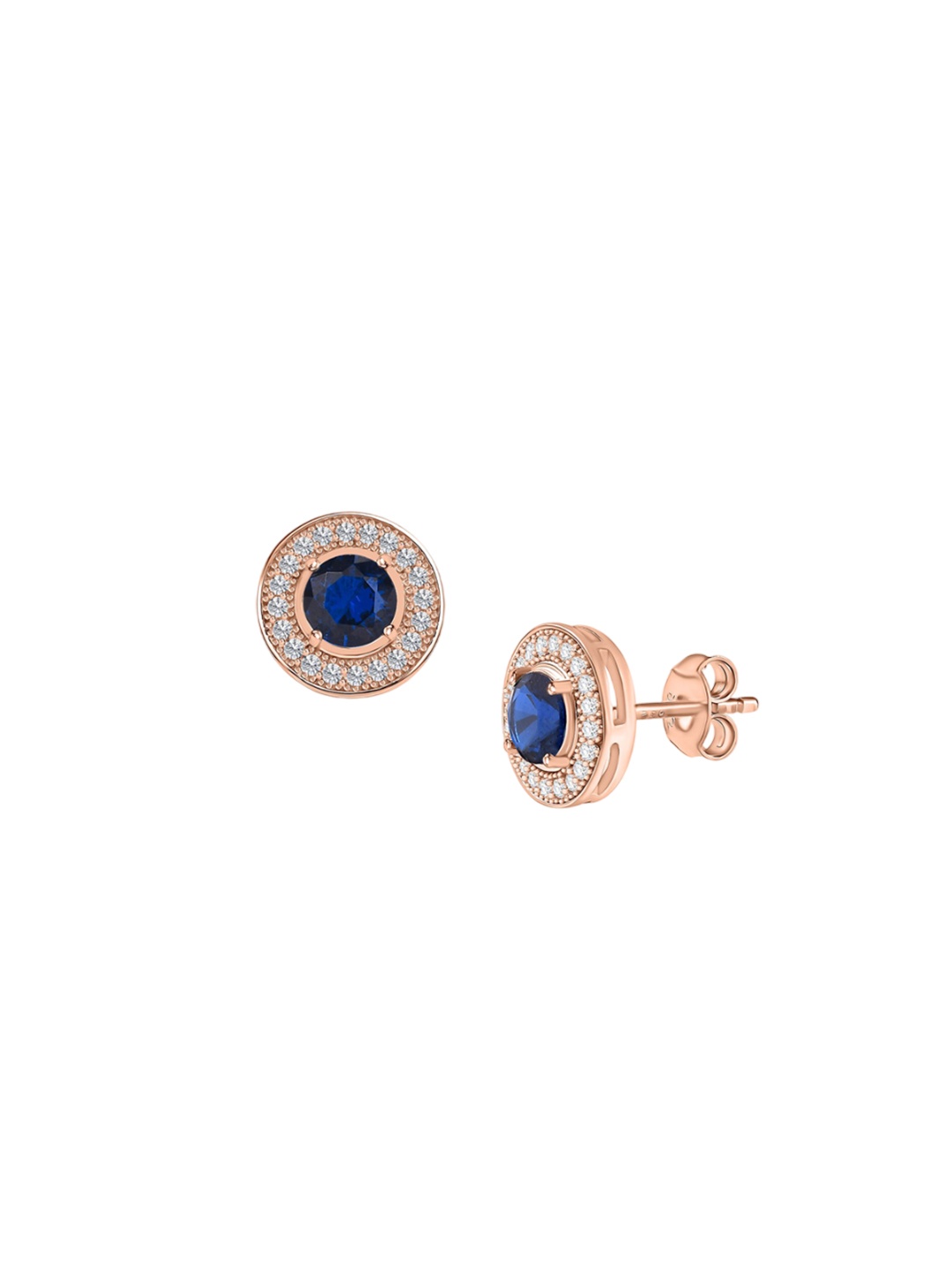 

Ornate Jewels 925 Sterling Silver 18K Rose Gold-Plated 1 Carat AD Studded Sapphire Studs