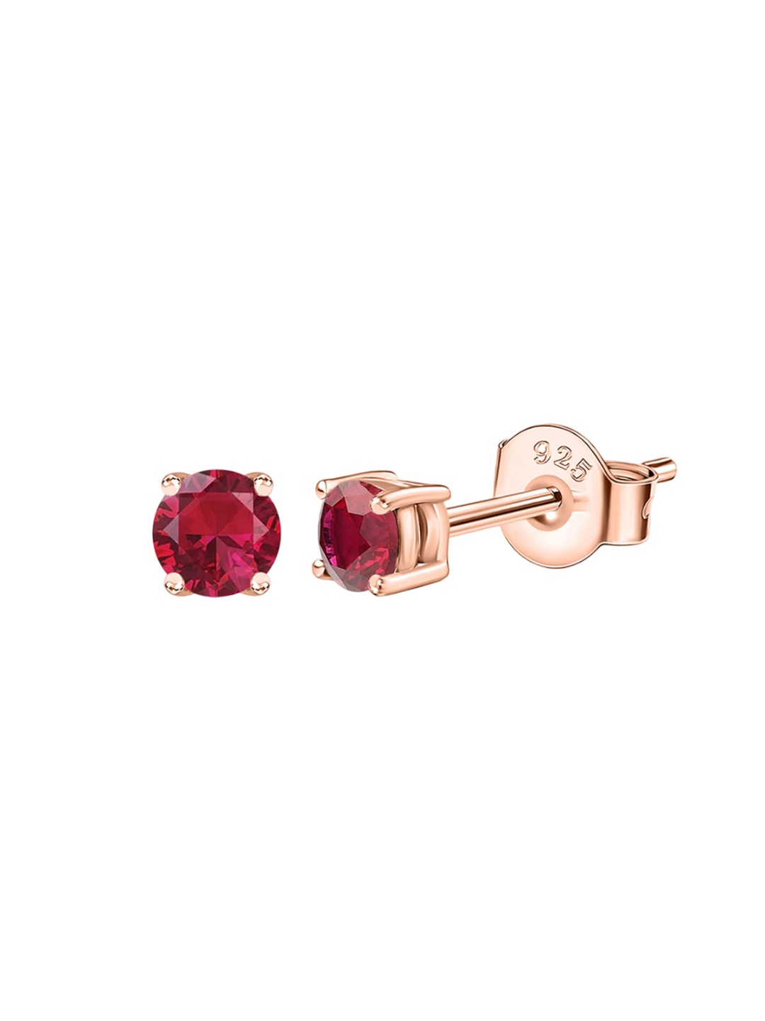 

Ornate Jewels 925 Sterling Silver 1 Carat 18K Rose Gold-Plated Ruby & AD Studded Studs