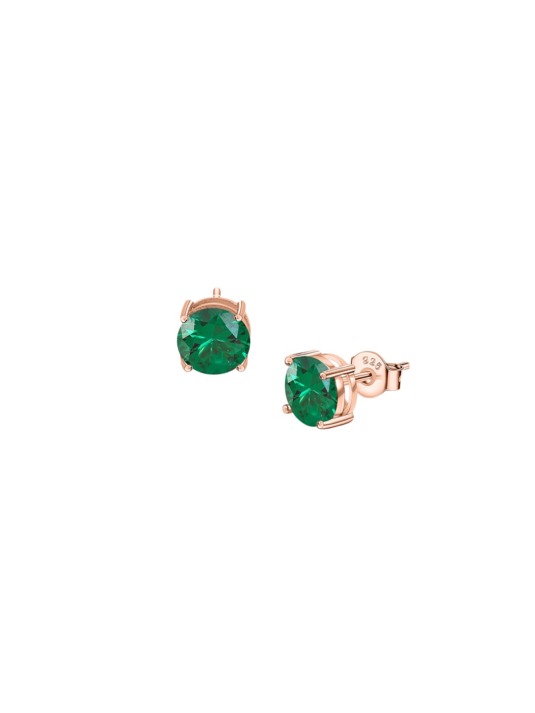 

Ornate Jewels 925 Sterling Silver 2 Carat Rose Gold-Plated AD & Emerald Studs