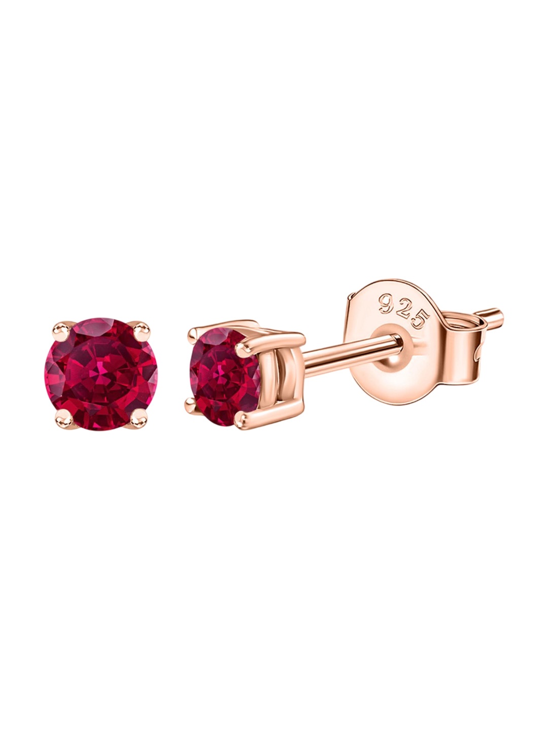 

Ornate Jewels 925 Sterling Silver 18K Rose Gold-Plated Circular Shaped Ruby Studded Studs