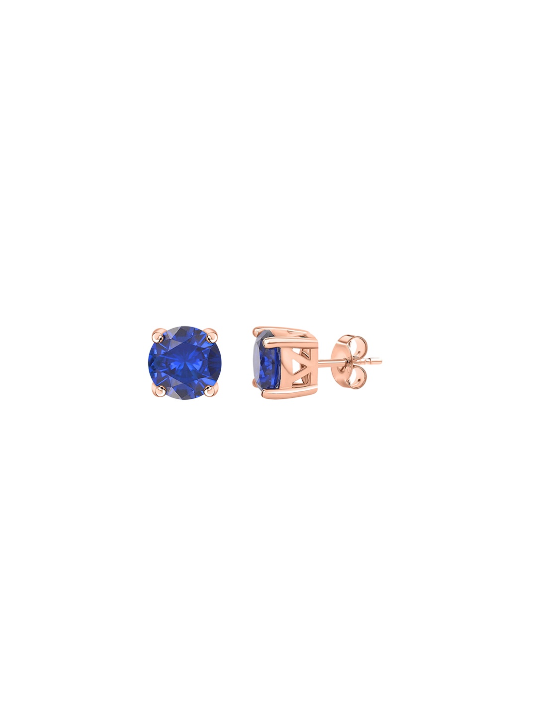 

Ornate Jewels 925 Sterling Silver 18K Rose Gold-Plated AD Sapphire Solitaire Studs