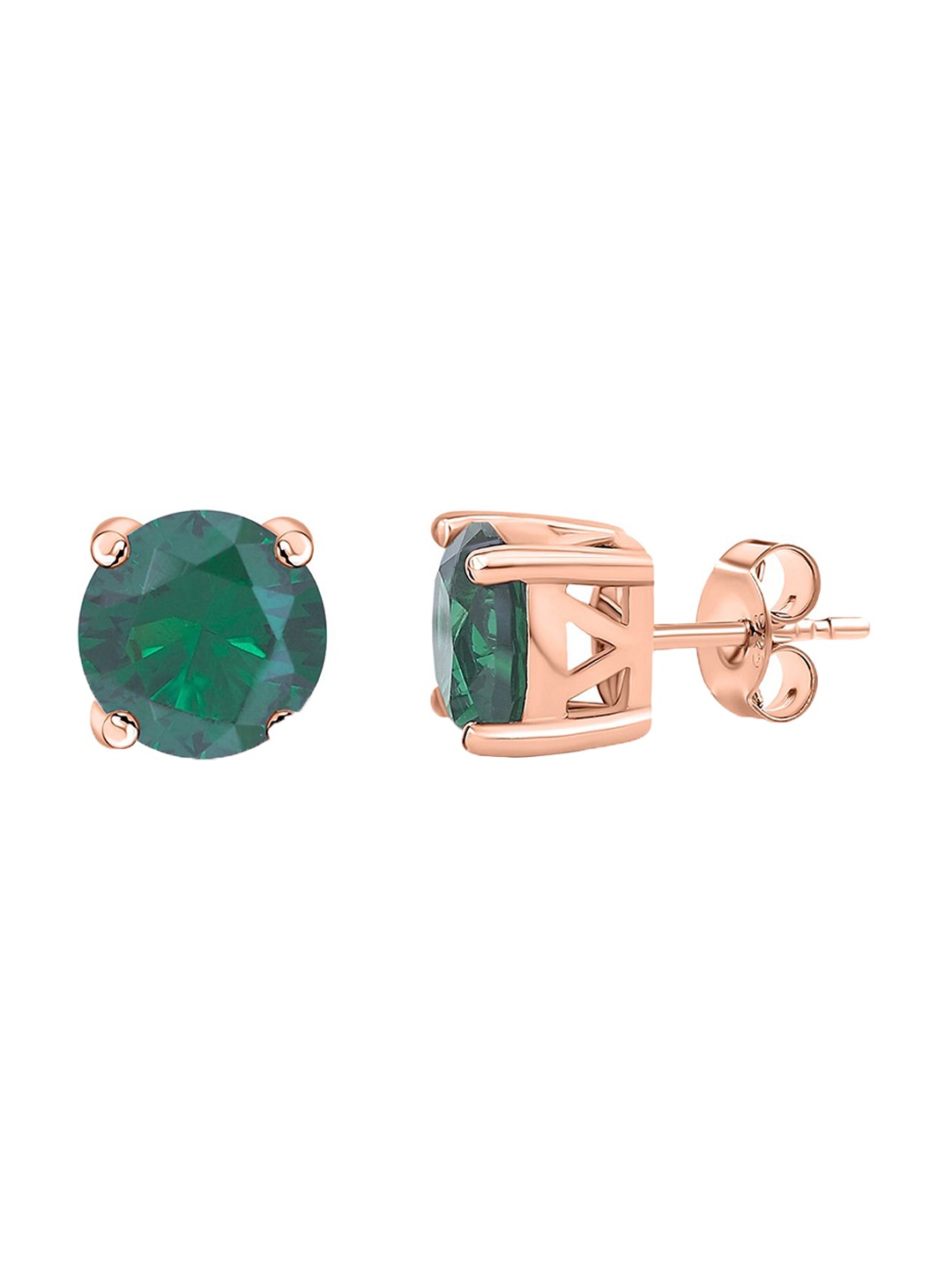 

Ornate Jewels 925 Sterling Silver 18K Rose Gold-Plated Emerald Solitaire Studded Studs