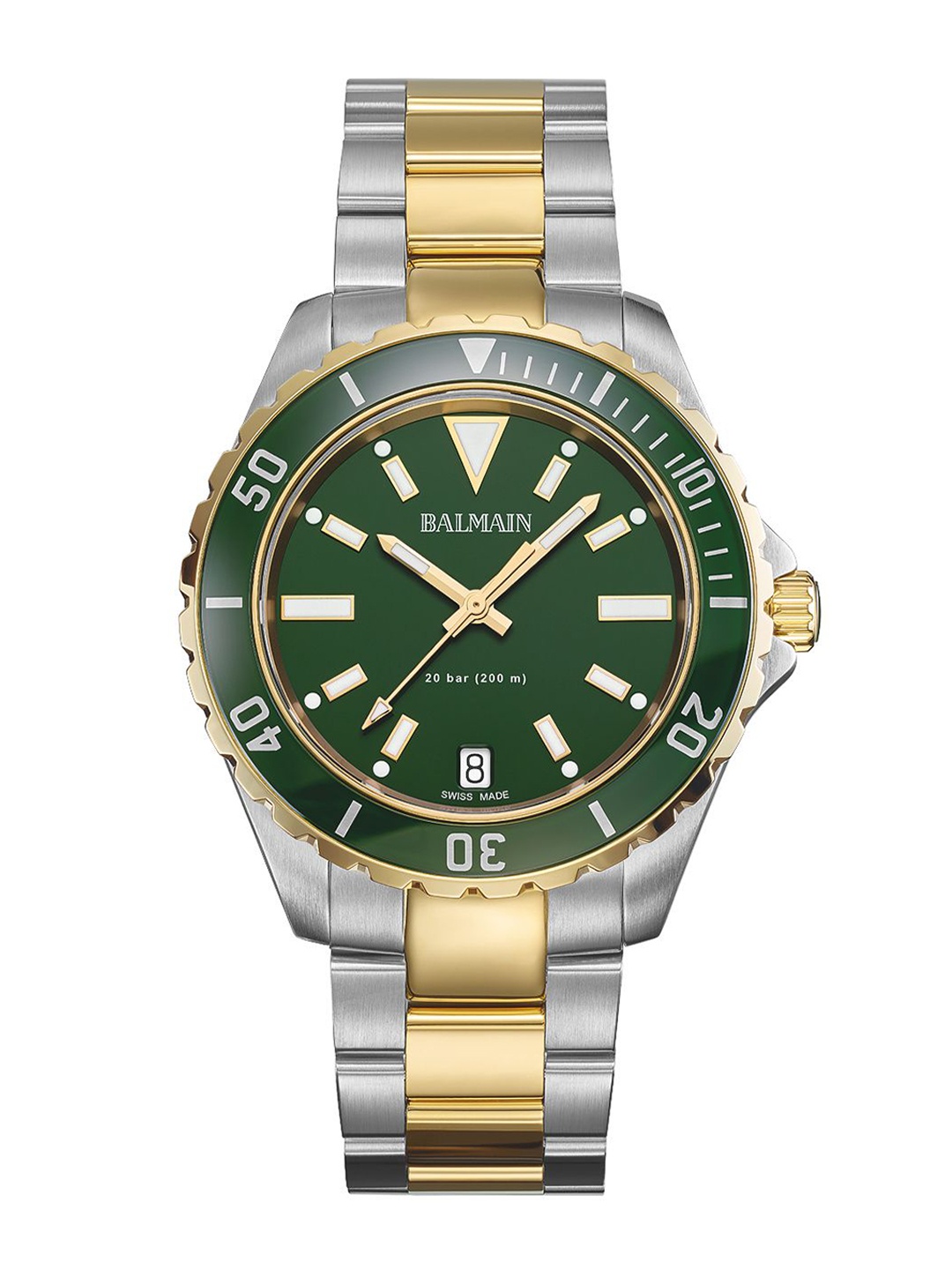 

Balmain Men Brass Embellished Dial & Reset Time Analogue Watch B43423975, Green