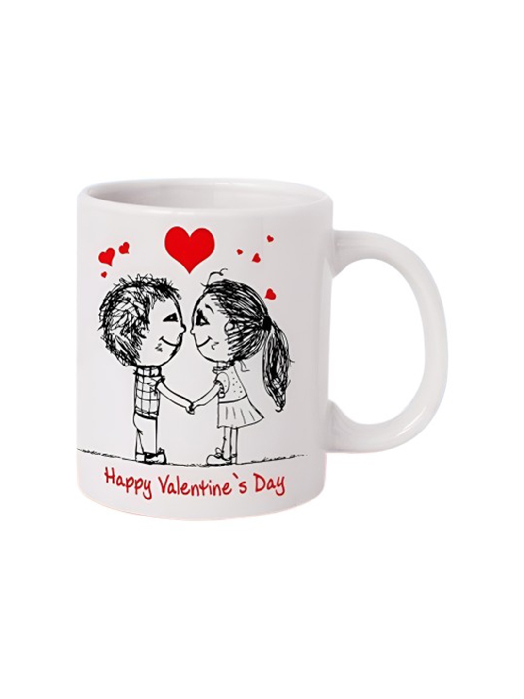 

Quace White & Black Happy Valentines Printed Ceramic Matte Mug 325ml