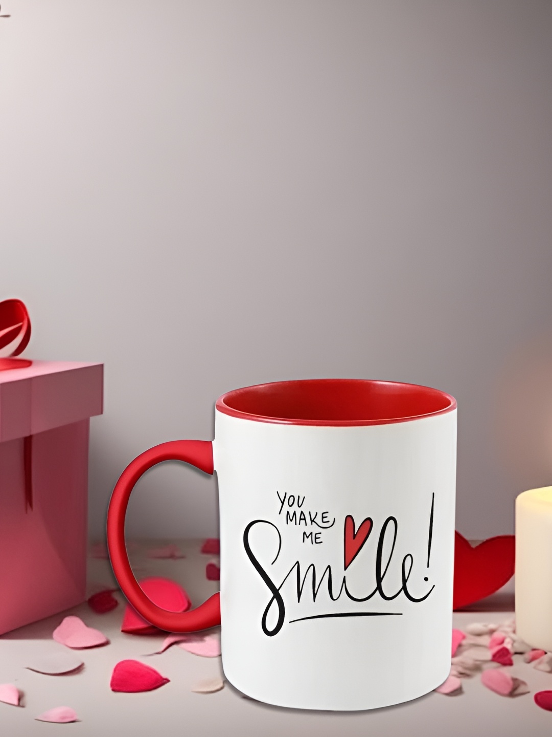 

Quace White & Red Typography Printed Ceramic Matte Mug 325ml