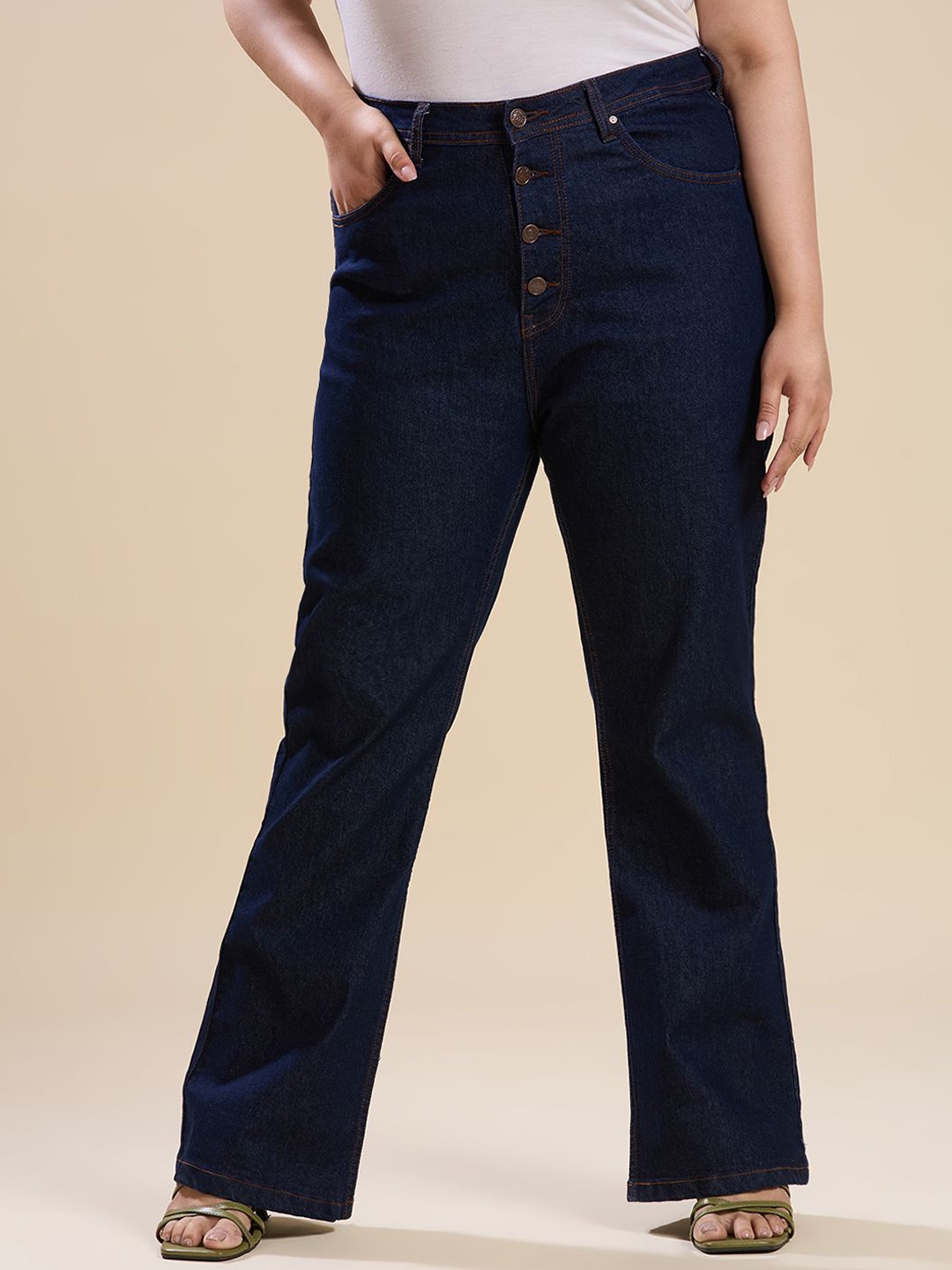 

Turning Blue Women Bootcut High-Rise Low Distress Jeans