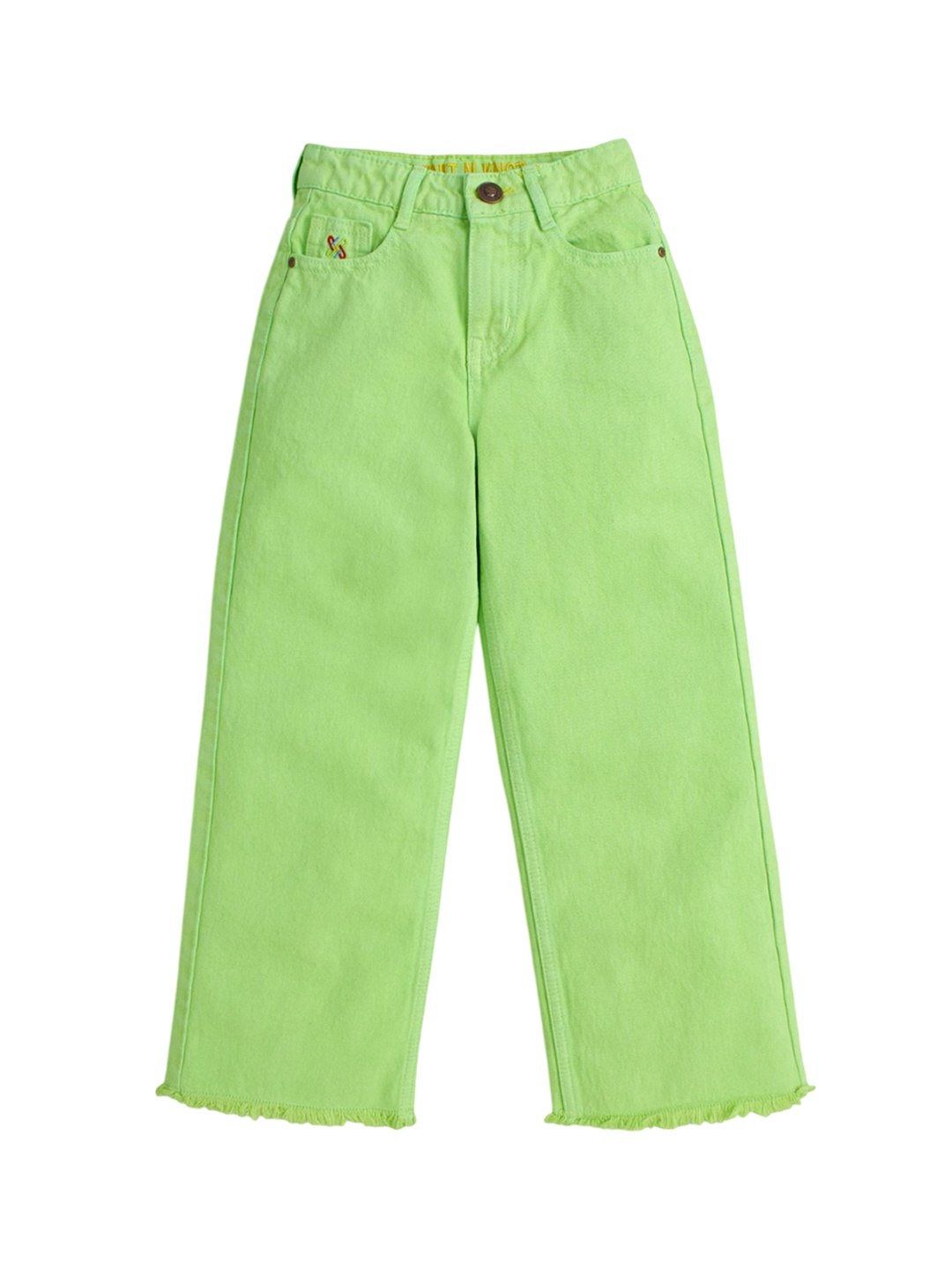 

Knit N Knot Girls Flared High-Rise Jeans, Lime green