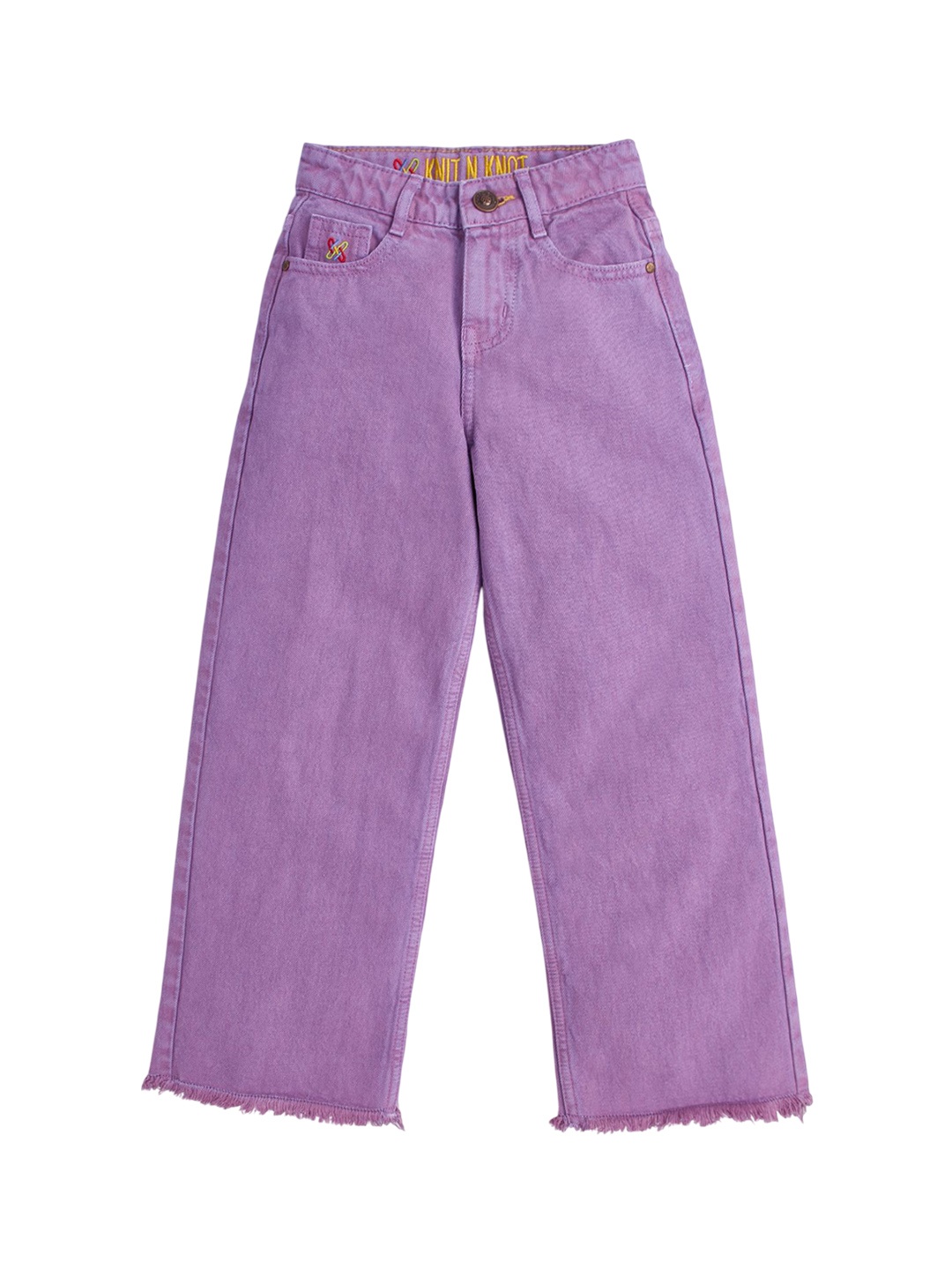 

Knit N Knot Girls Flared Cotton High-Rise Jeans, Lavender