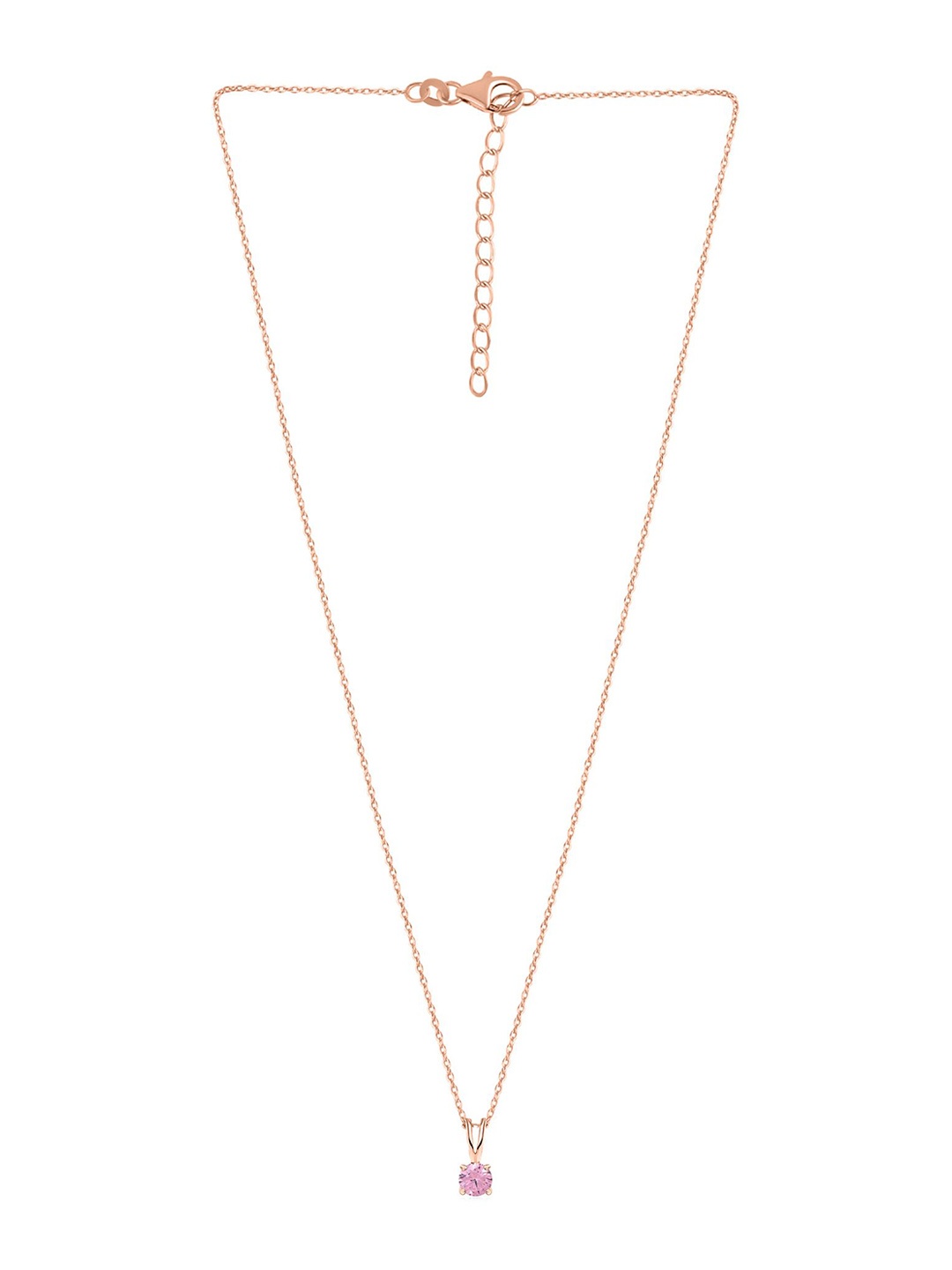 

Ornate Jewels 925 Silver Rose Gold-Plated AD Studded Solitaire Pendant & Chain