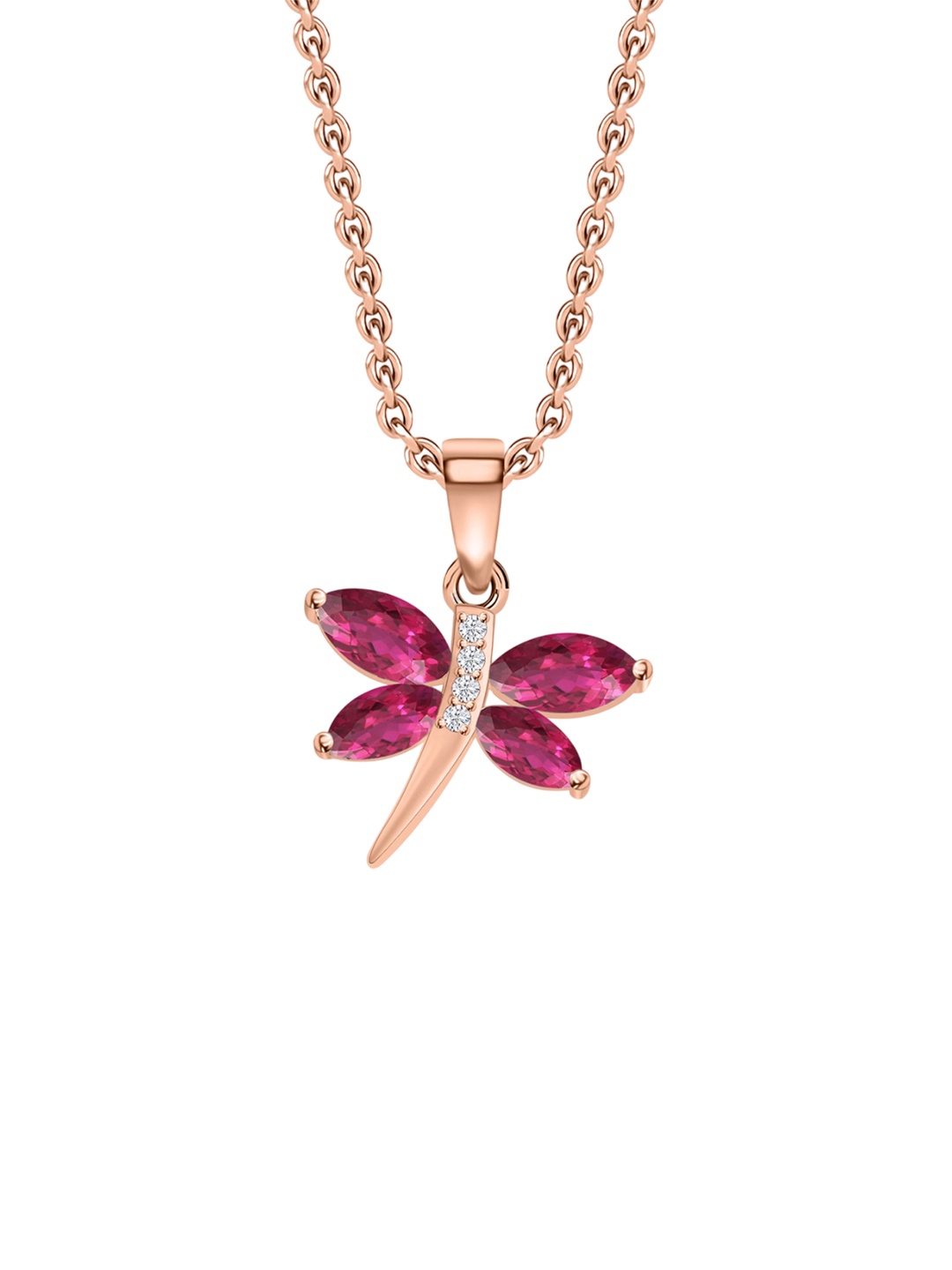 

Ornate Jewels 925 Sterling Silver Rose Gold-Plated AD & CZ Butterfly Pendant With Chain