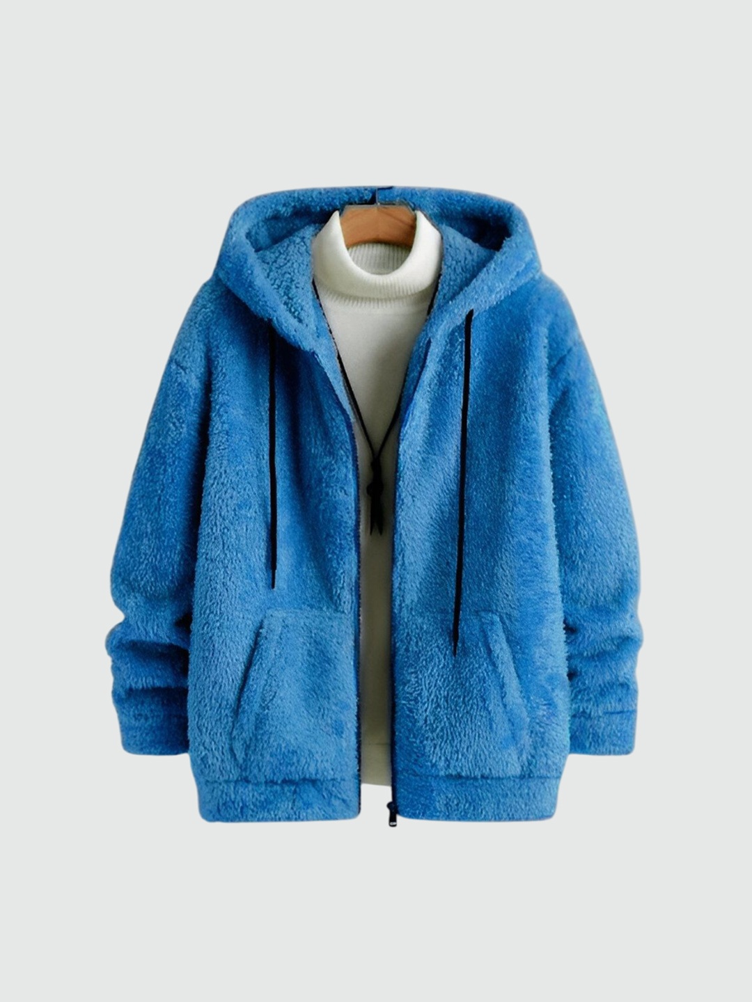 

Ben Martin Men Hooded Self Design Fleece Casual Lightweight Parka Jacket, Blue