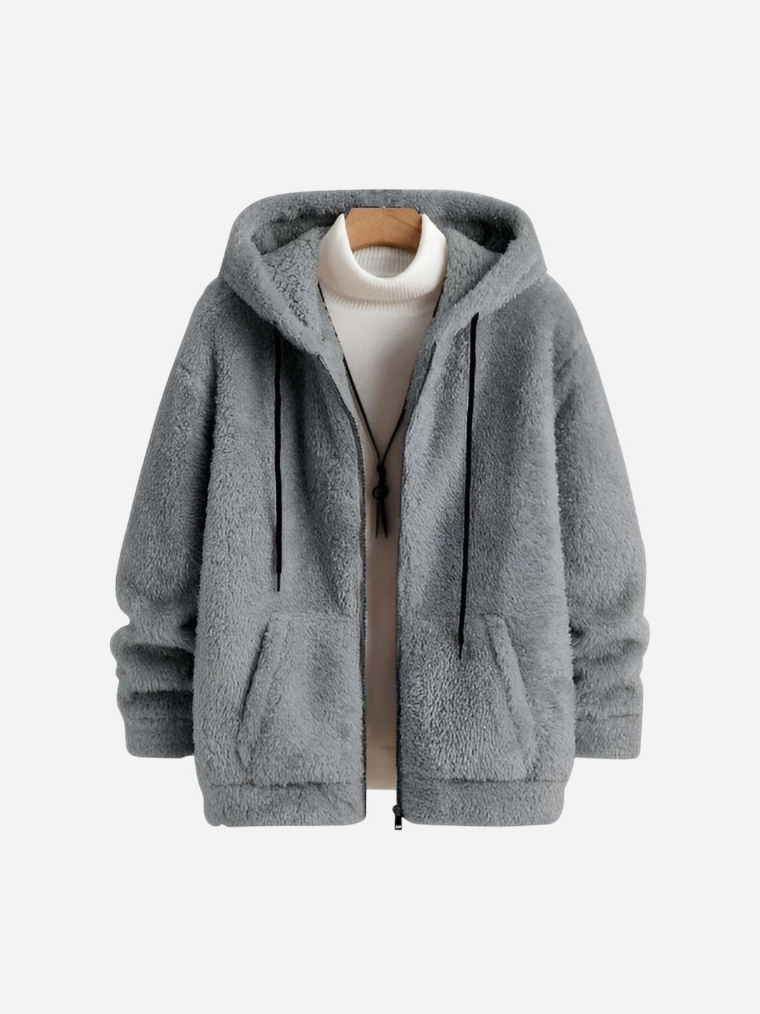 

Ben Martin Men Hooded Self Design Fleece Casual Lightweight Parka Jacket, Grey