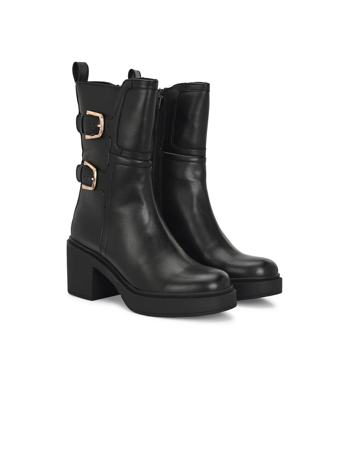 

Delize Women Casual Block-Heeled Winter Boots, Black