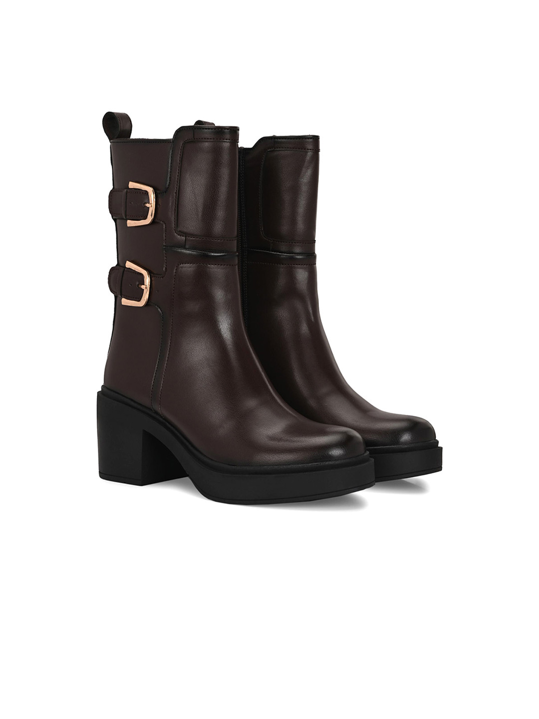 

Delize Women Casual Block-Heeled Winter Boots, Brown