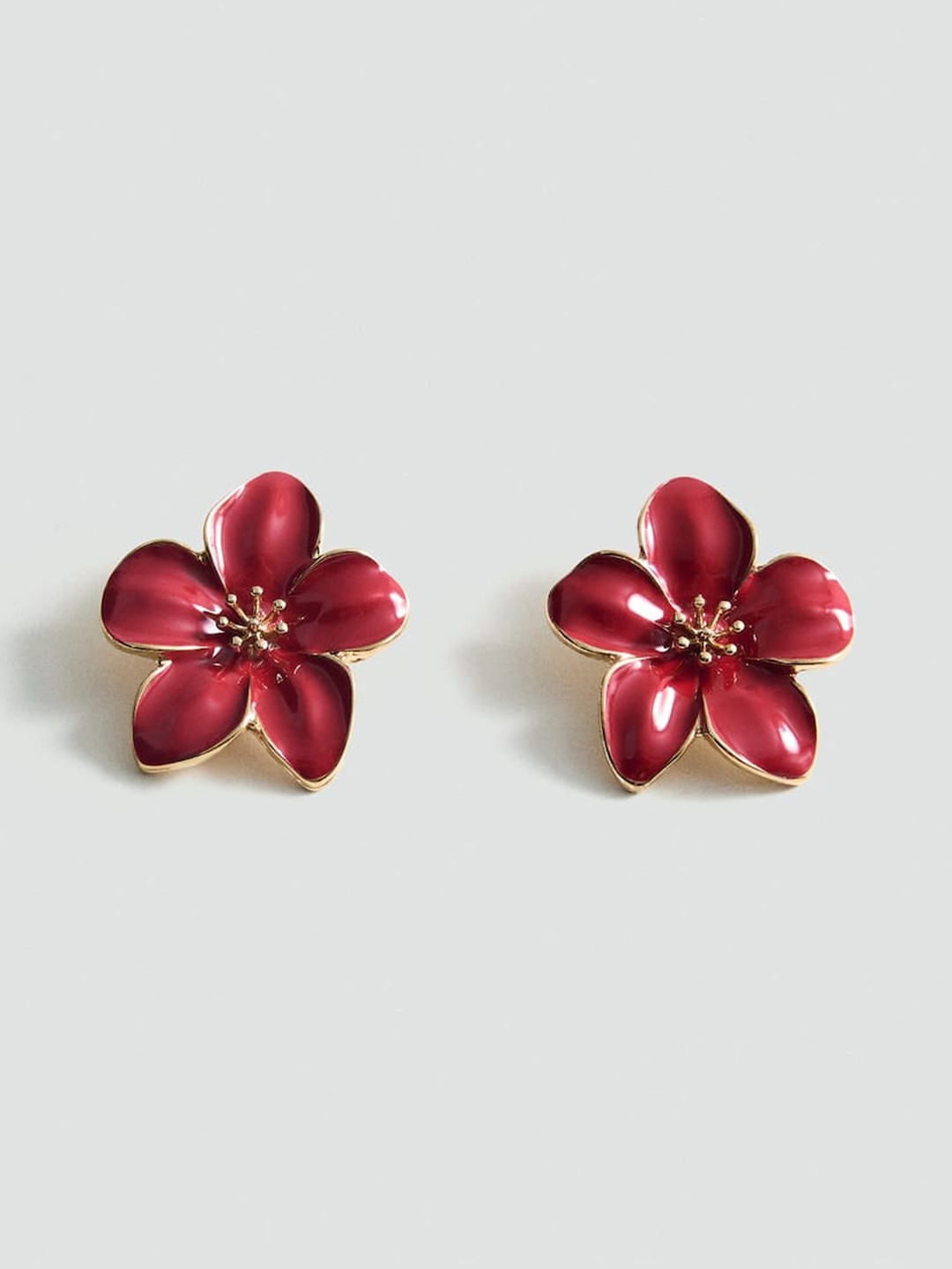 

MANGO Floral Shaped Studs, Red