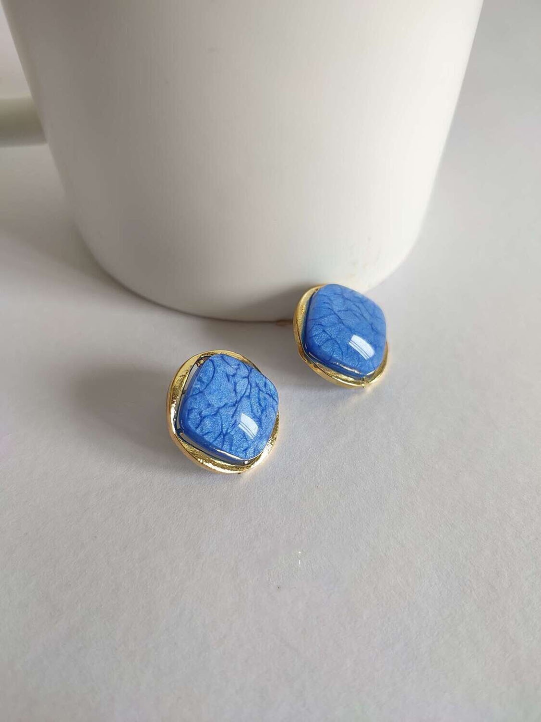 

Palli Creation Contemporary Studs Earrings, Blue