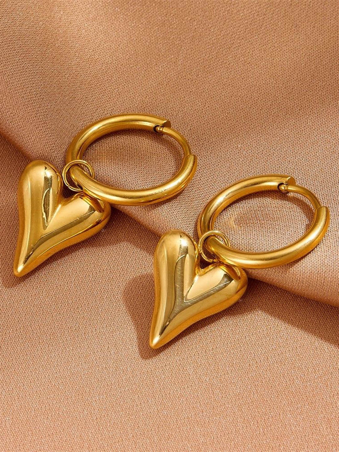 

Palli Creation Gold-Plated Heart Shaped Drop Earrings