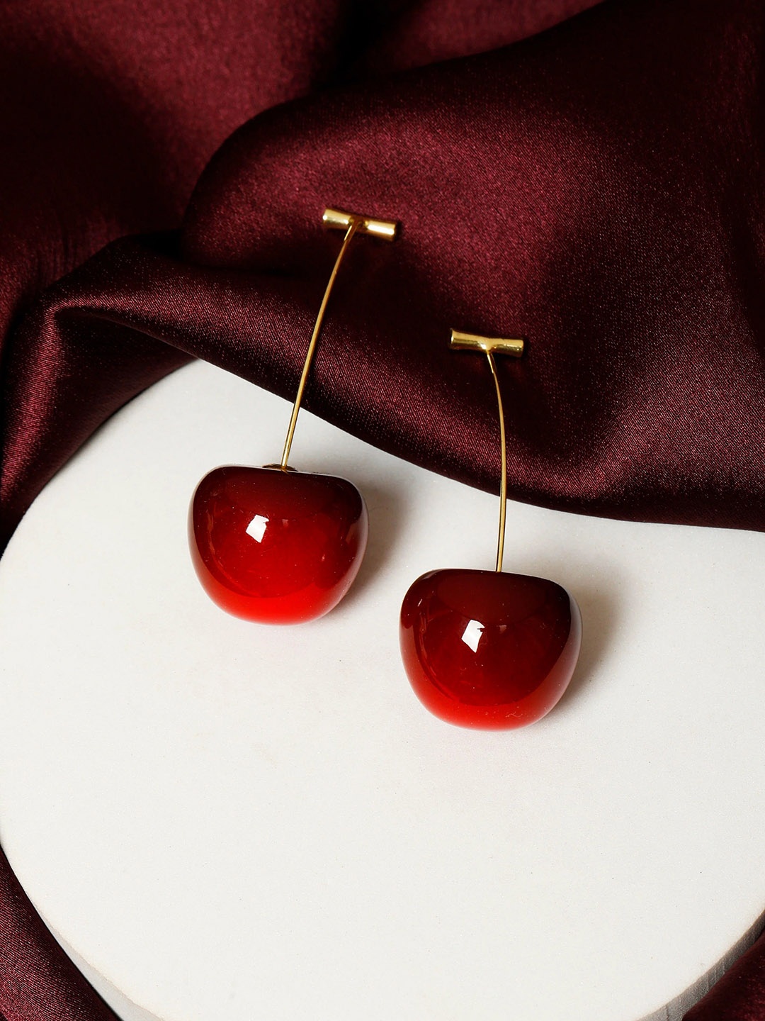 

Palli Creation Gold-Plated Classic Drop Earrings, Red