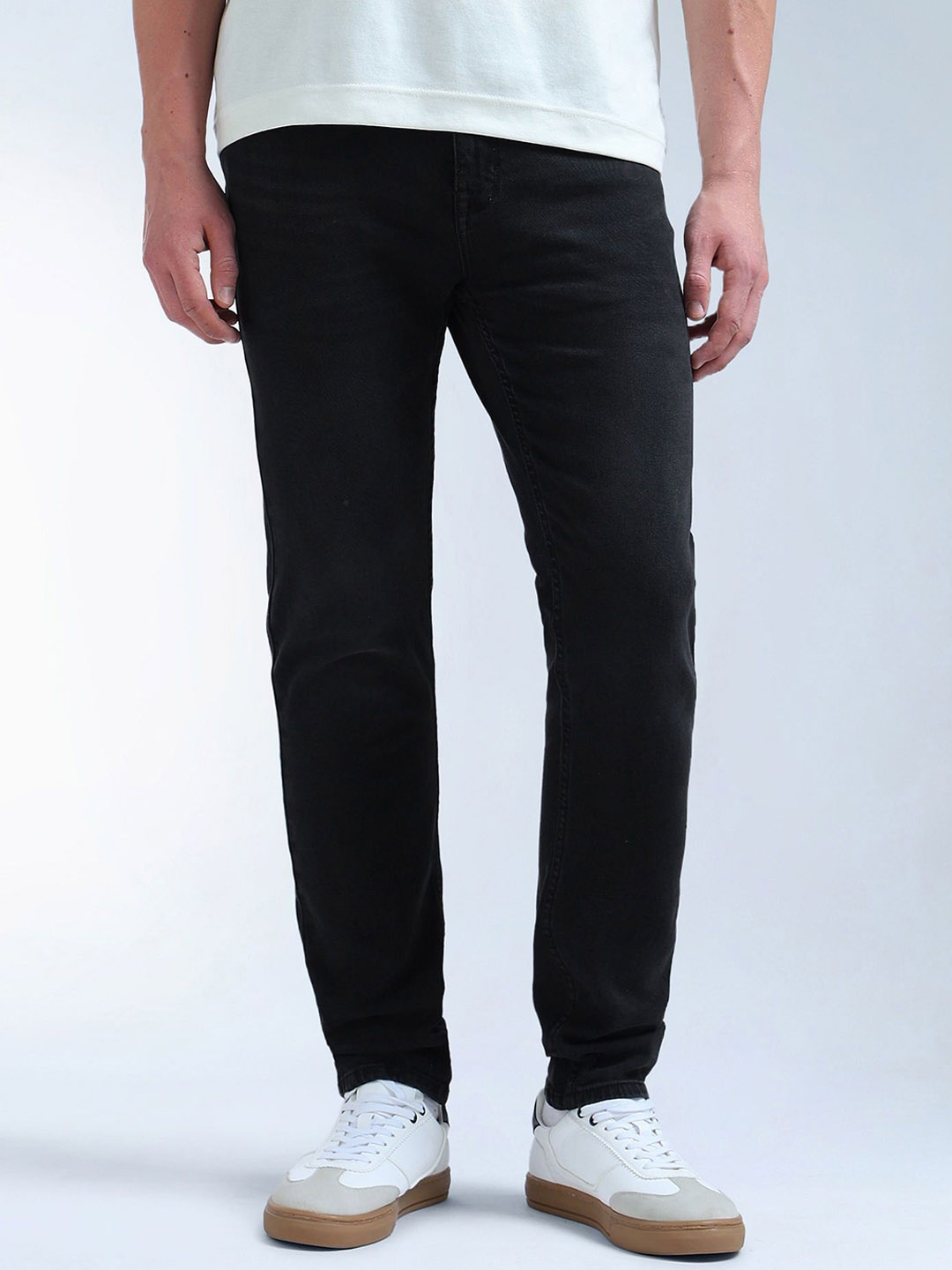 

Flying Machine Slash Slim Tapered Fit Jeans, Black