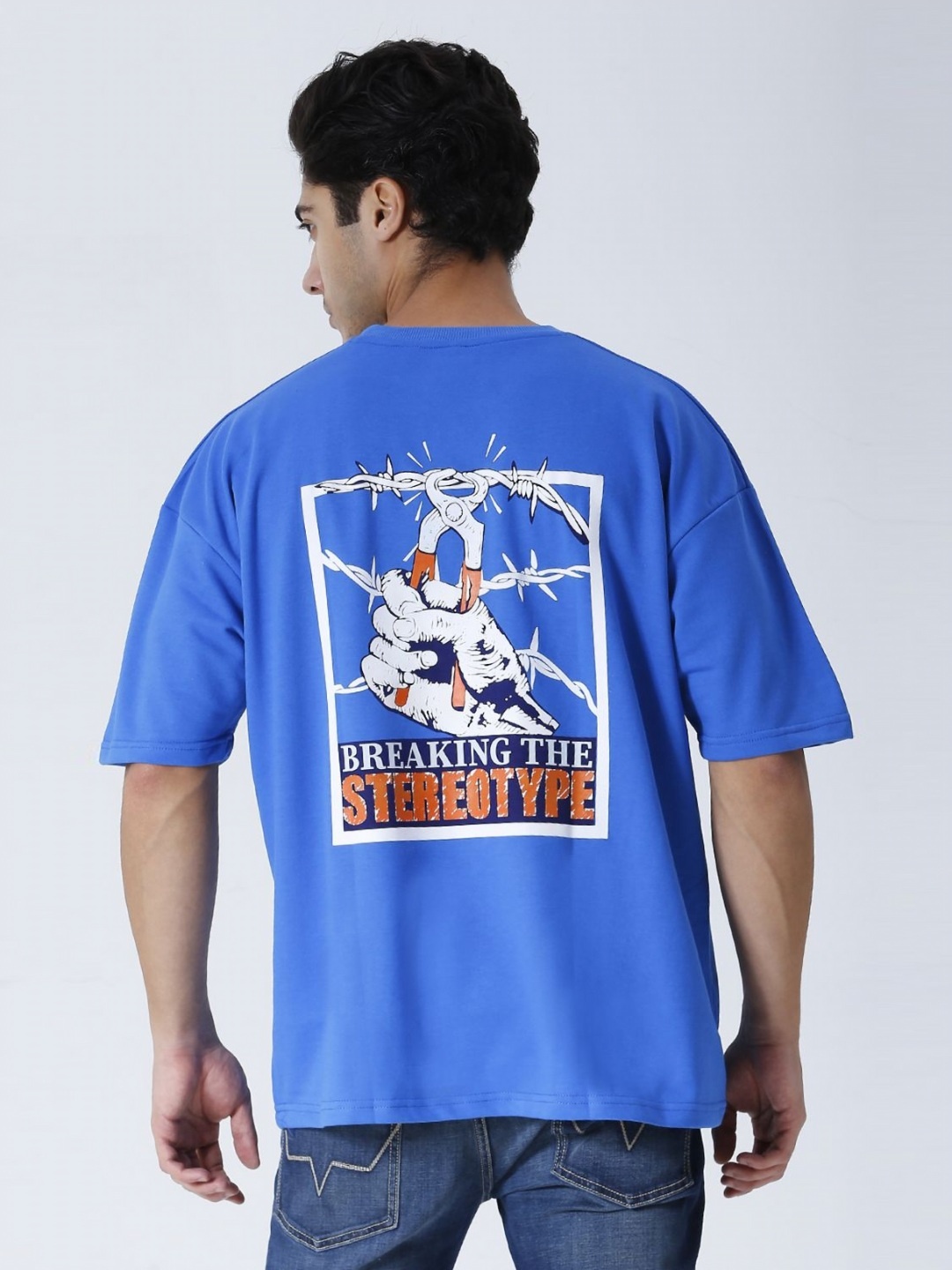 

HOUSE OF RS Men Printed Applique T-shirt, Blue