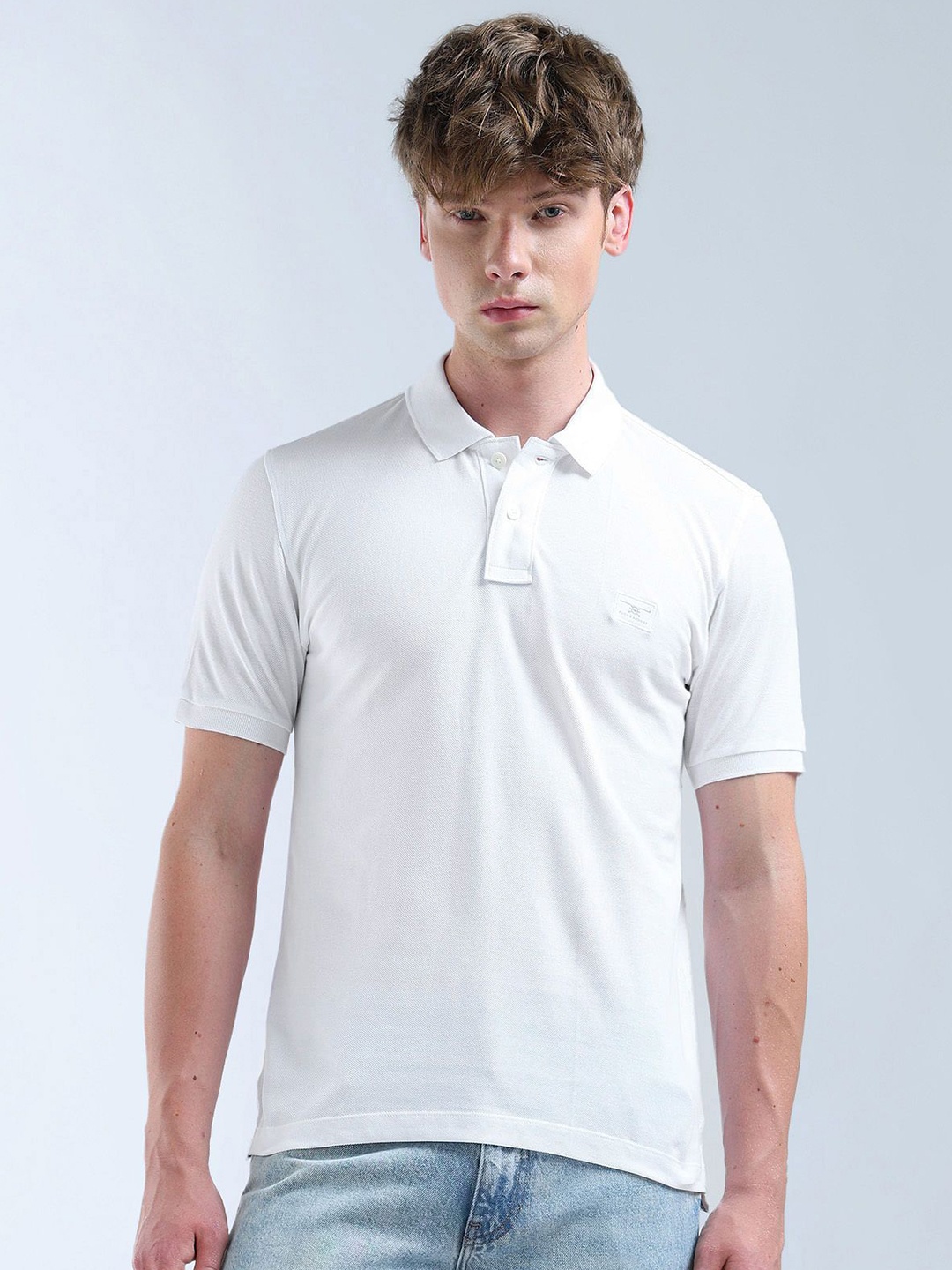 

Flying Machine Polo Collar Cotton T-shirt, White