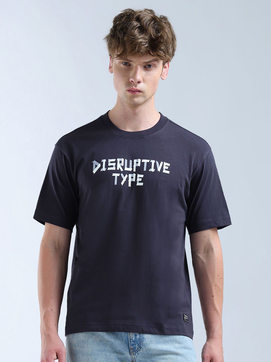 

Flying Machine Typography Printed Relaxed Fit Pure Cotton T-shirt, Purple