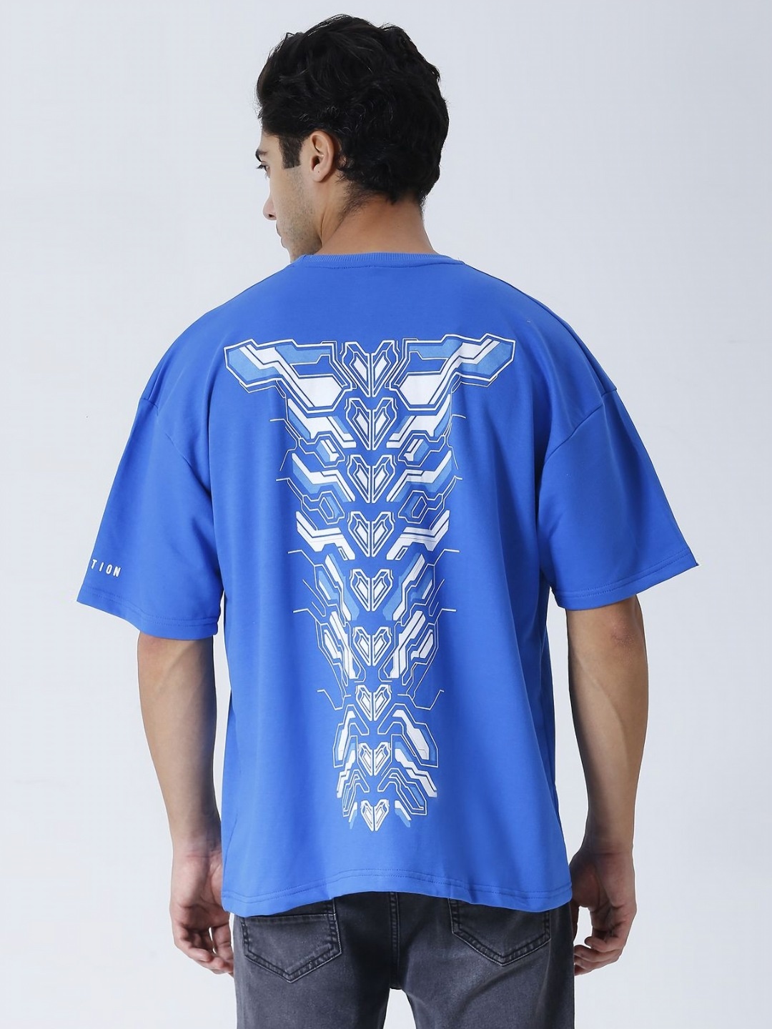 

HOUSE OF RS Men Printed Extended Sleeves Raw Edge T-shirt, Blue