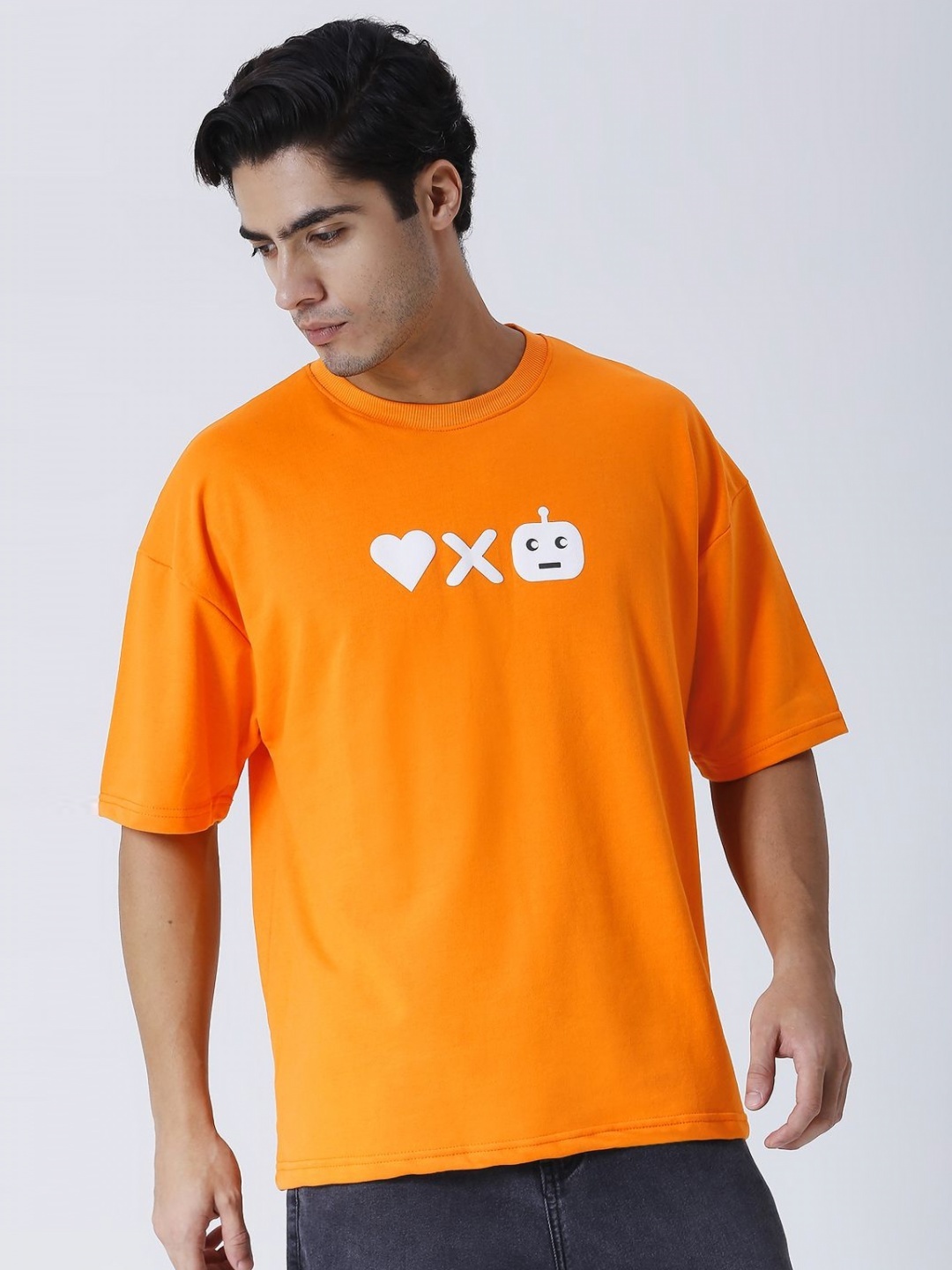 

HOUSE OF RS Men Printed Raw Edge T-shirt, Orange