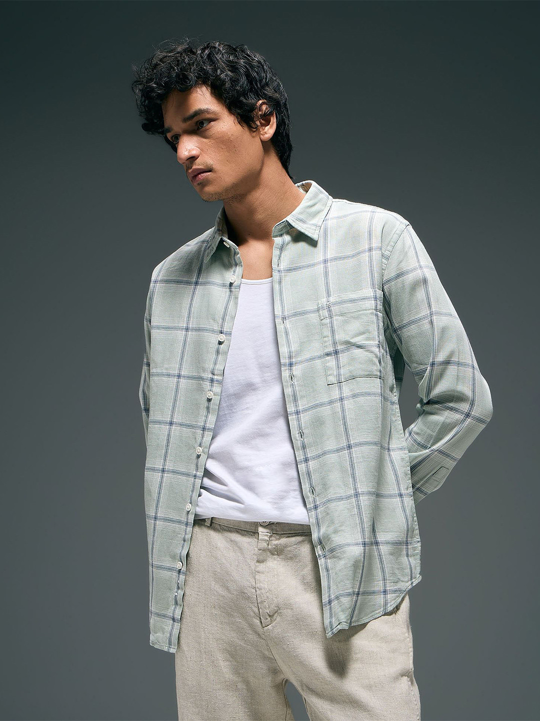 

Flying Machine Regular Fit Tartan Checked Shirt, Green