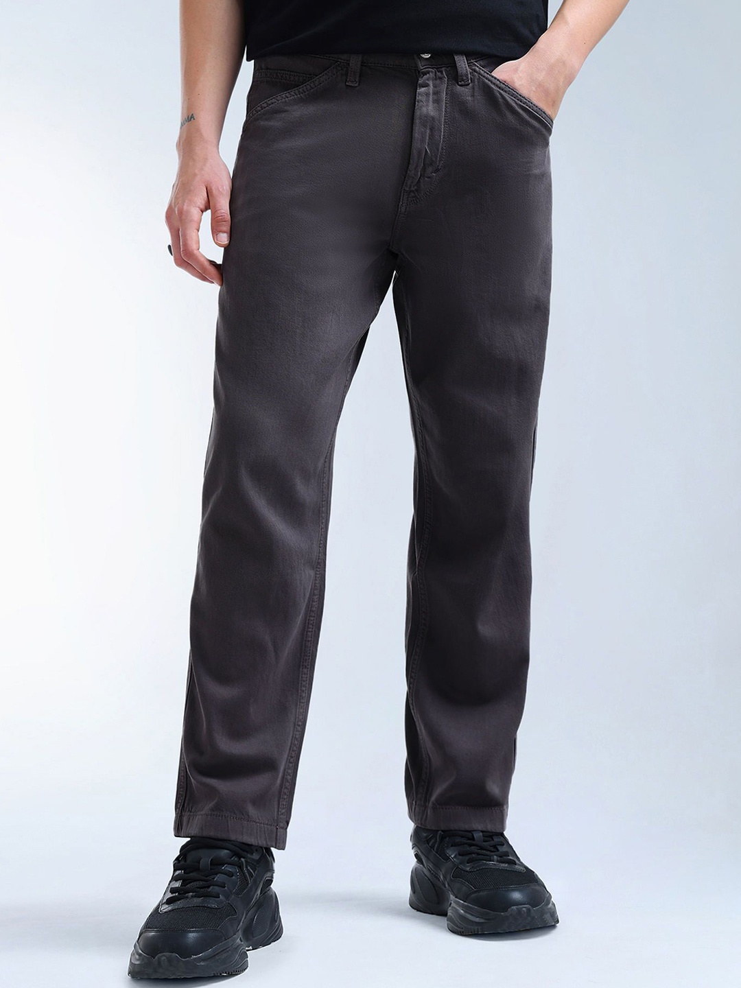 

Flying Machine Cobain 90'S Loose Cropped Chinos, Black