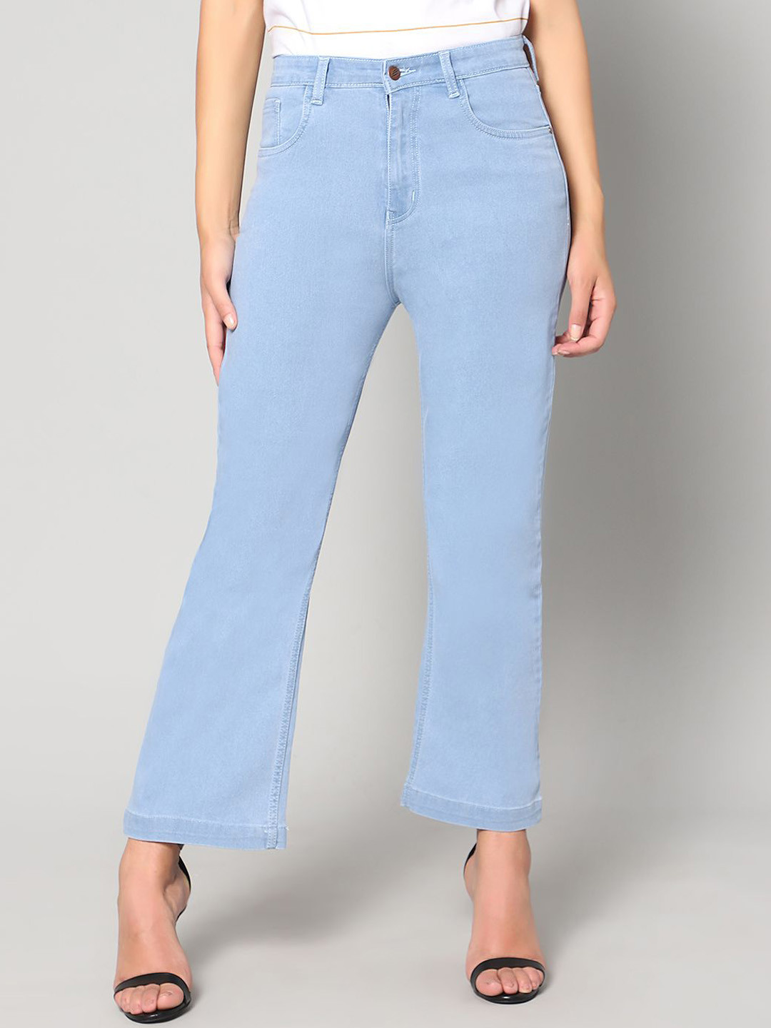 

Rea-Lize Women Bootcut High-Rise Acid Wash Stretchable Jeans, Blue